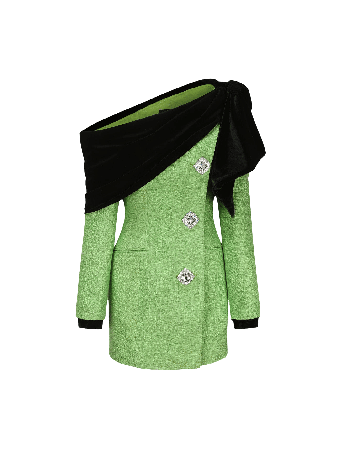 green emerald velvet dress THE CAROLINE DRESS (LIGHT GREEN)- NANA JACQUELINE – Thankyou Next Hire main image 1