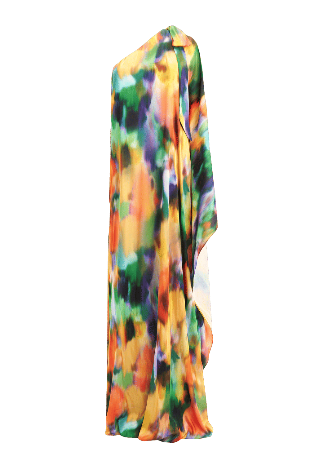 Lia Satin Multi Color One Shoulder Maxi Dress made by Lora Istanbul