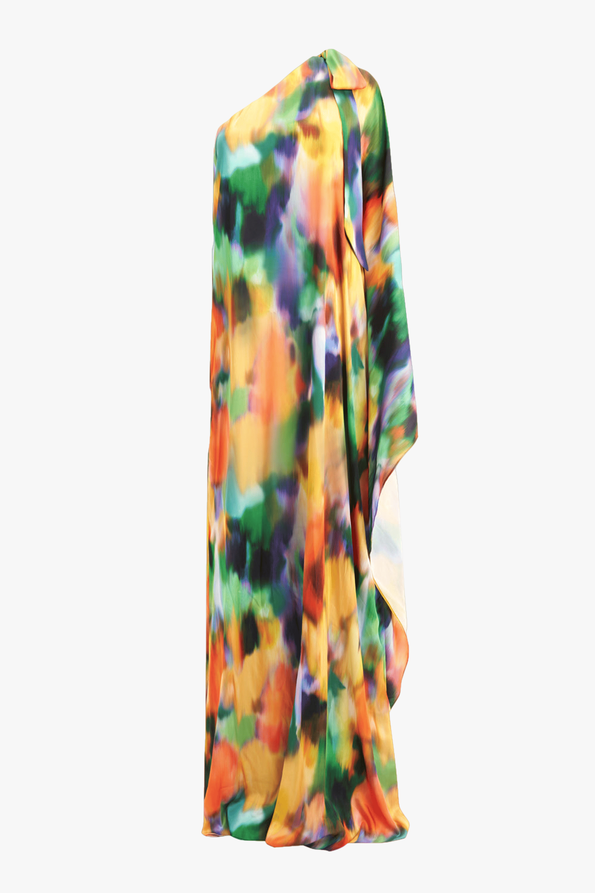 Lia Satin Multi Color One Shoulder Maxi Dress made by Lora Istanbul