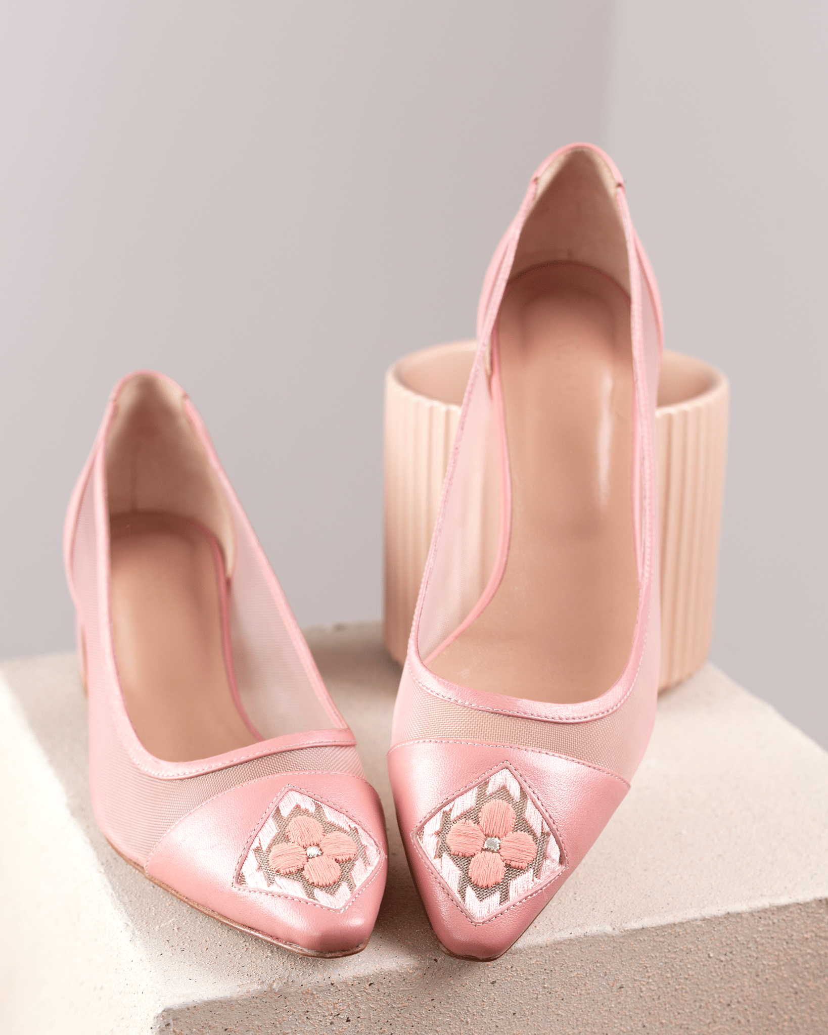 Fiorellini Pump Mesh 45 Misty Rose in Pink made by ATANA