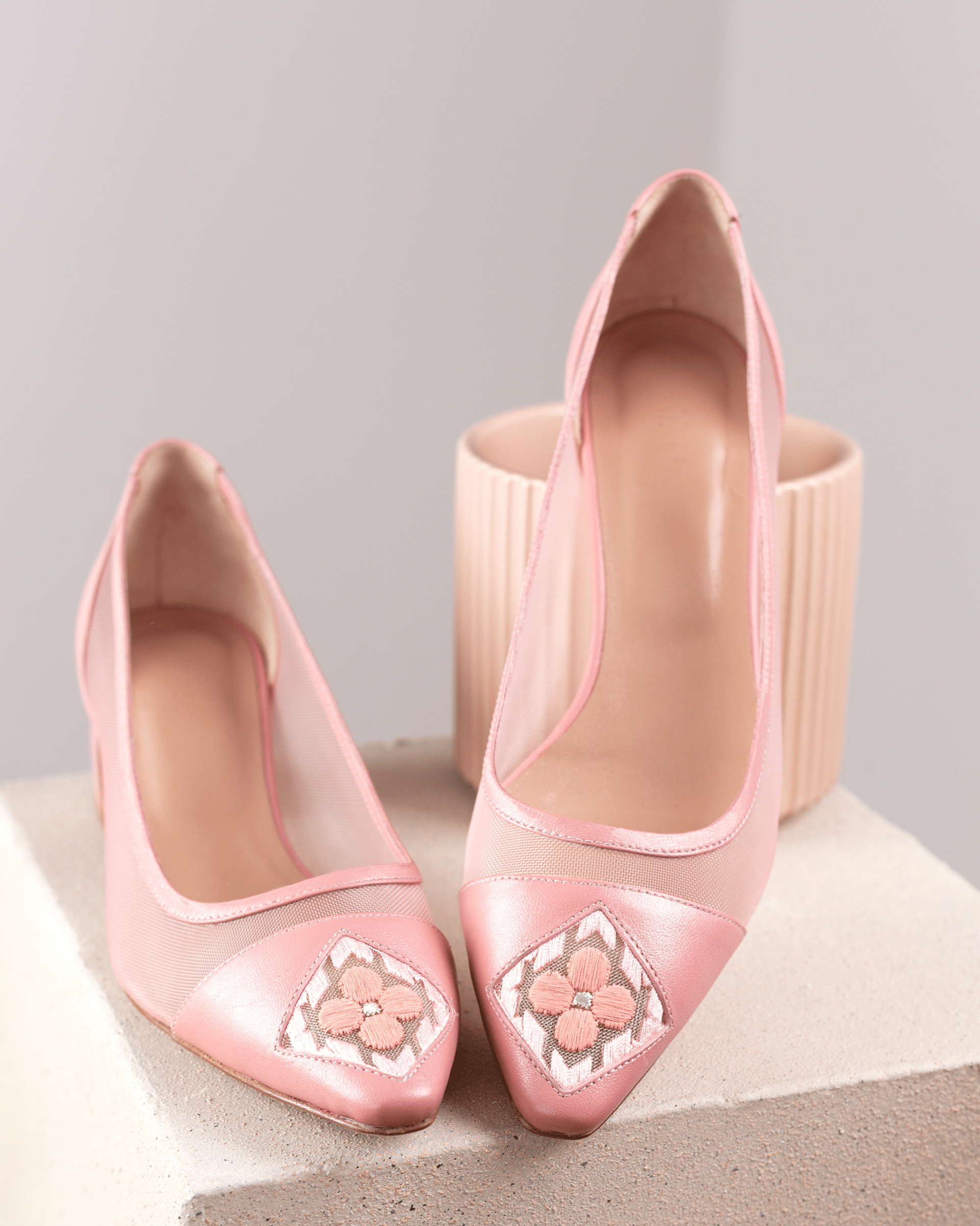 Fiorellini Pump Mesh 45 Misty Rose in Pink made by ATANA
