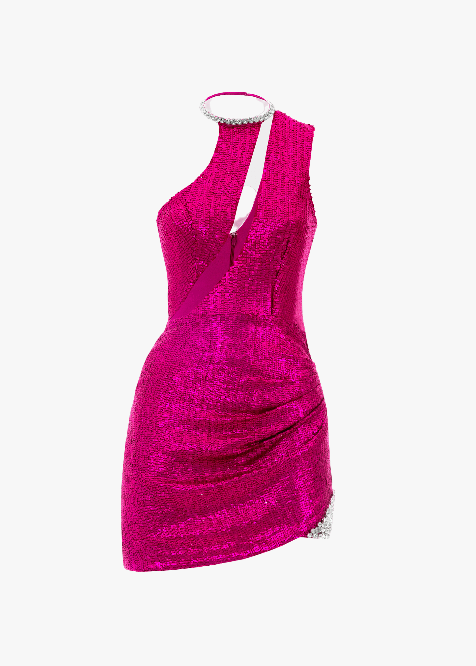 Fuchsia sequin mini dress made by Monika Dimova