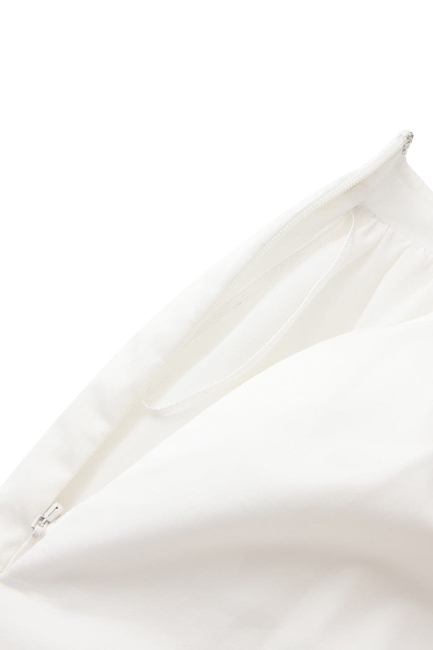 Claudine High-Waist A-Line White Midi Skirt made by Nana Jacqueline