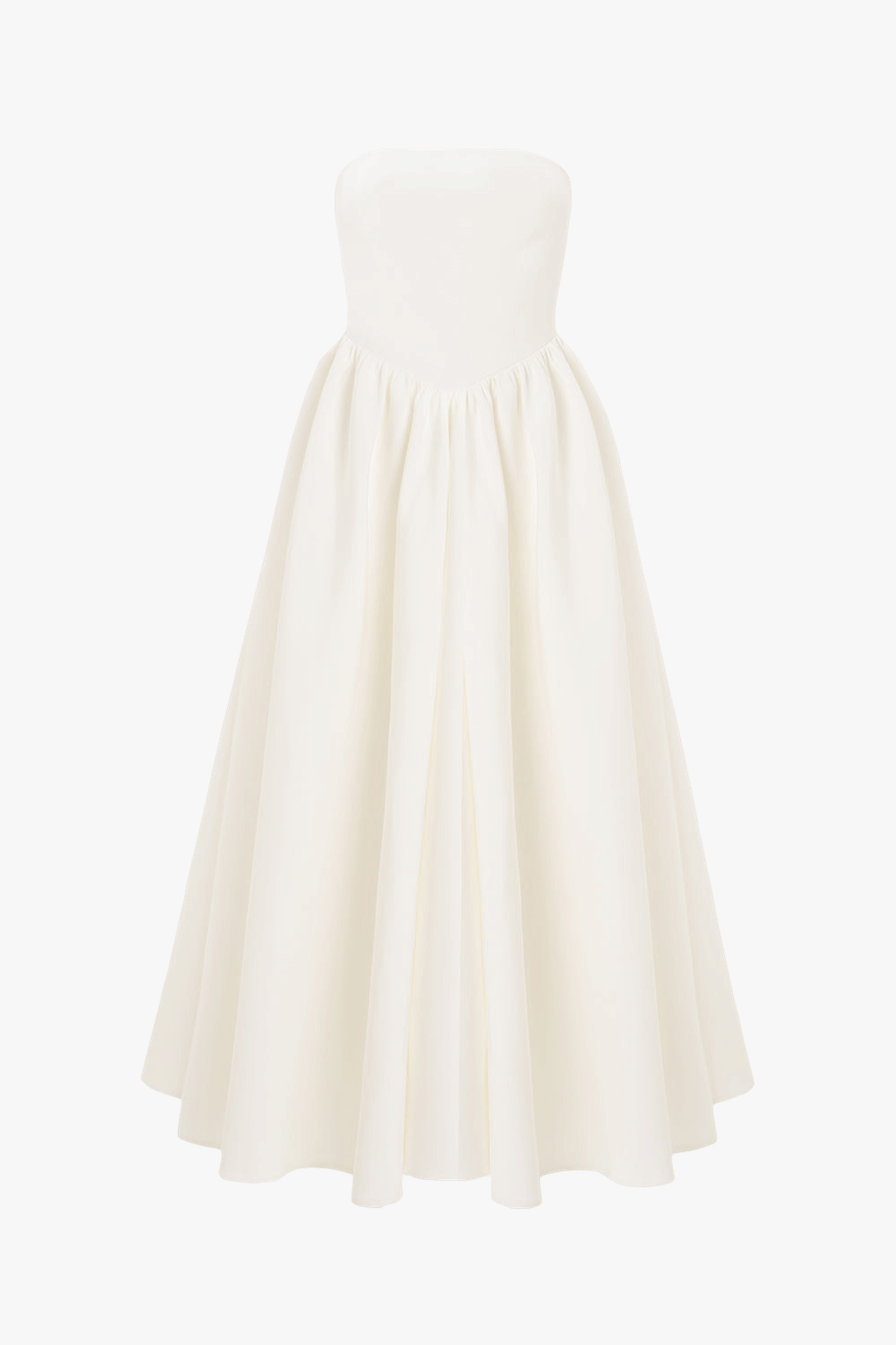 Eva White Strapless Corset Midi Dress made by Lora Istanbul