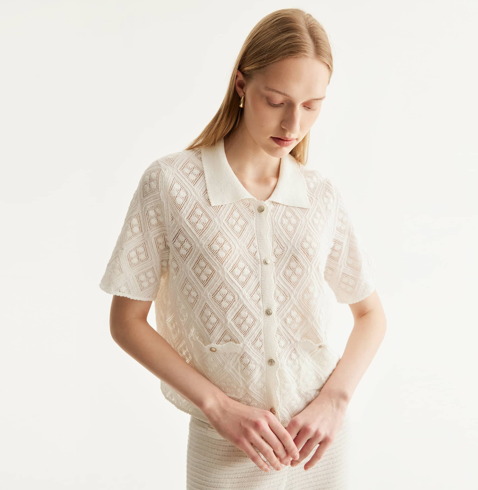 DIAMOND POINTELLE SHIRT made by CRUSH Collection