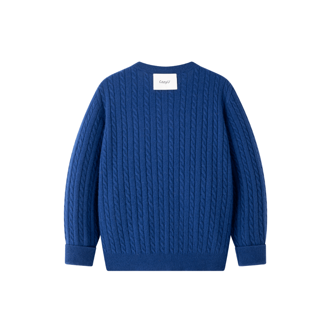 Classic Extra Fine Merino Wool Twist Knit Cardigan | Sapphire Blue made by CozyU