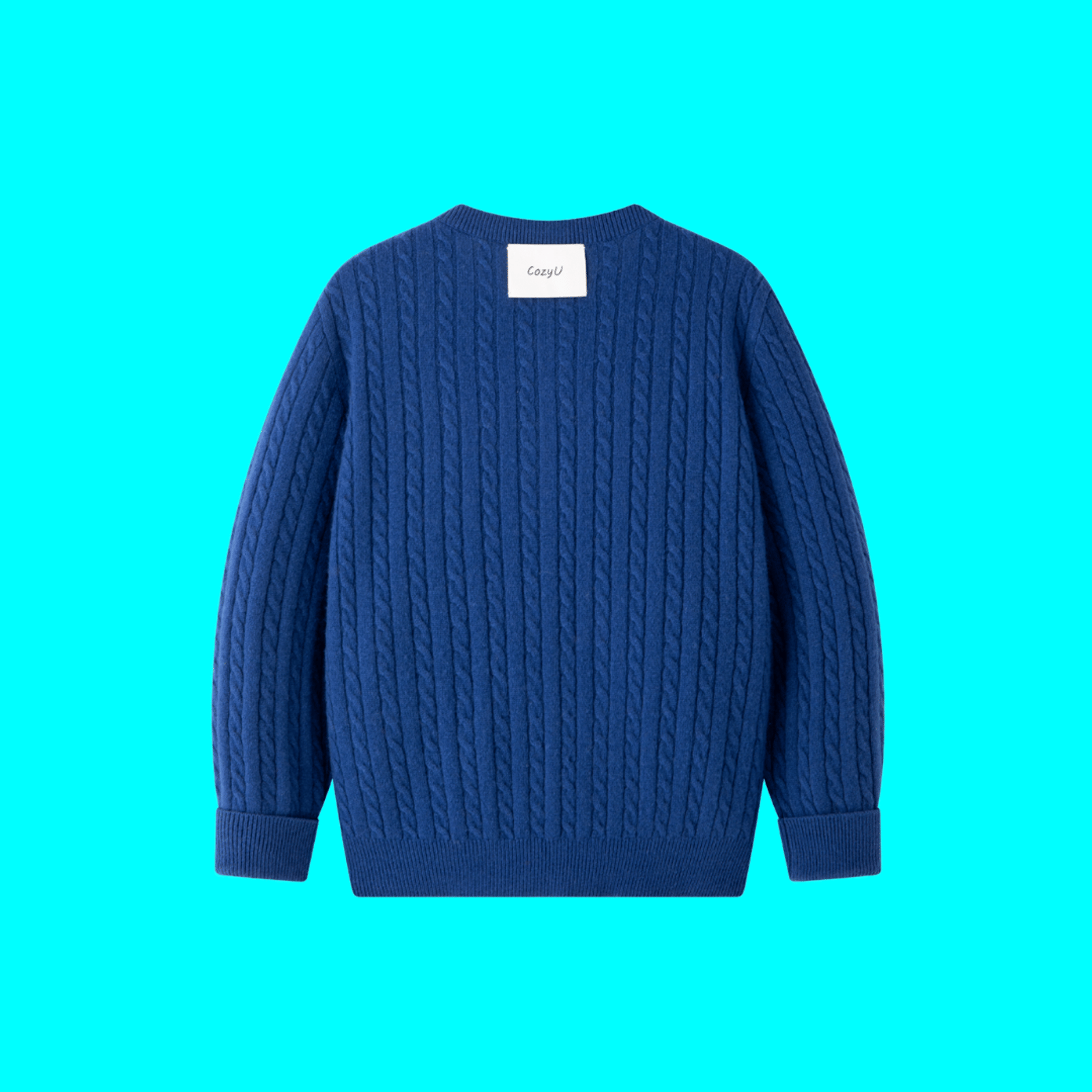 Classic Extra Fine Merino Wool Twist Knit Cardigan | Sapphire Blue made by CozyU