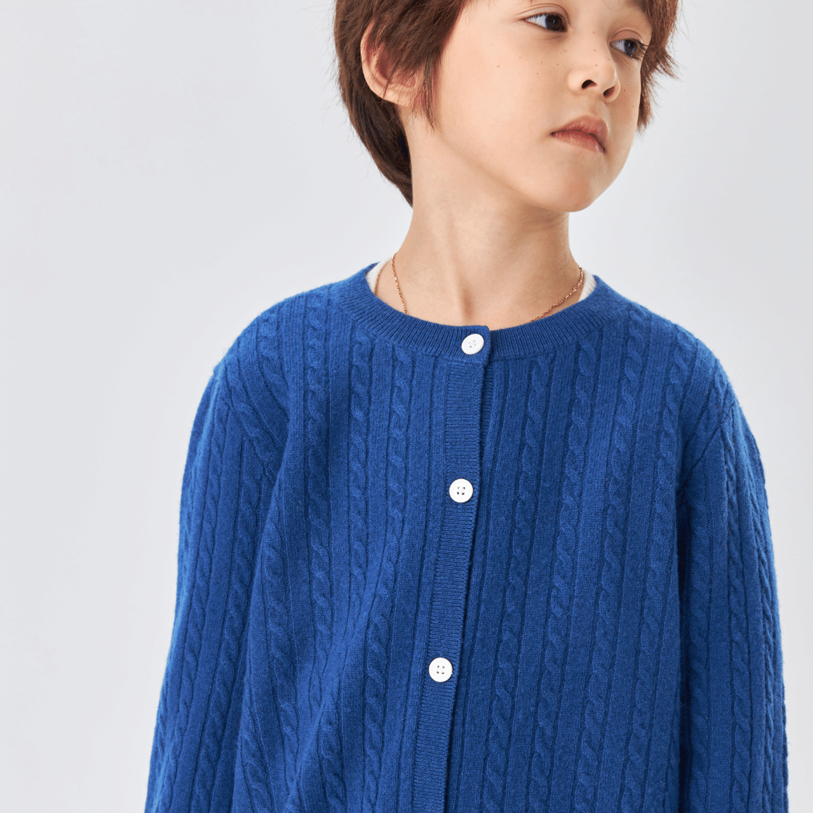 Classic Extra Fine Merino Wool Twist Knit Cardigan | Sapphire Blue made by CozyU