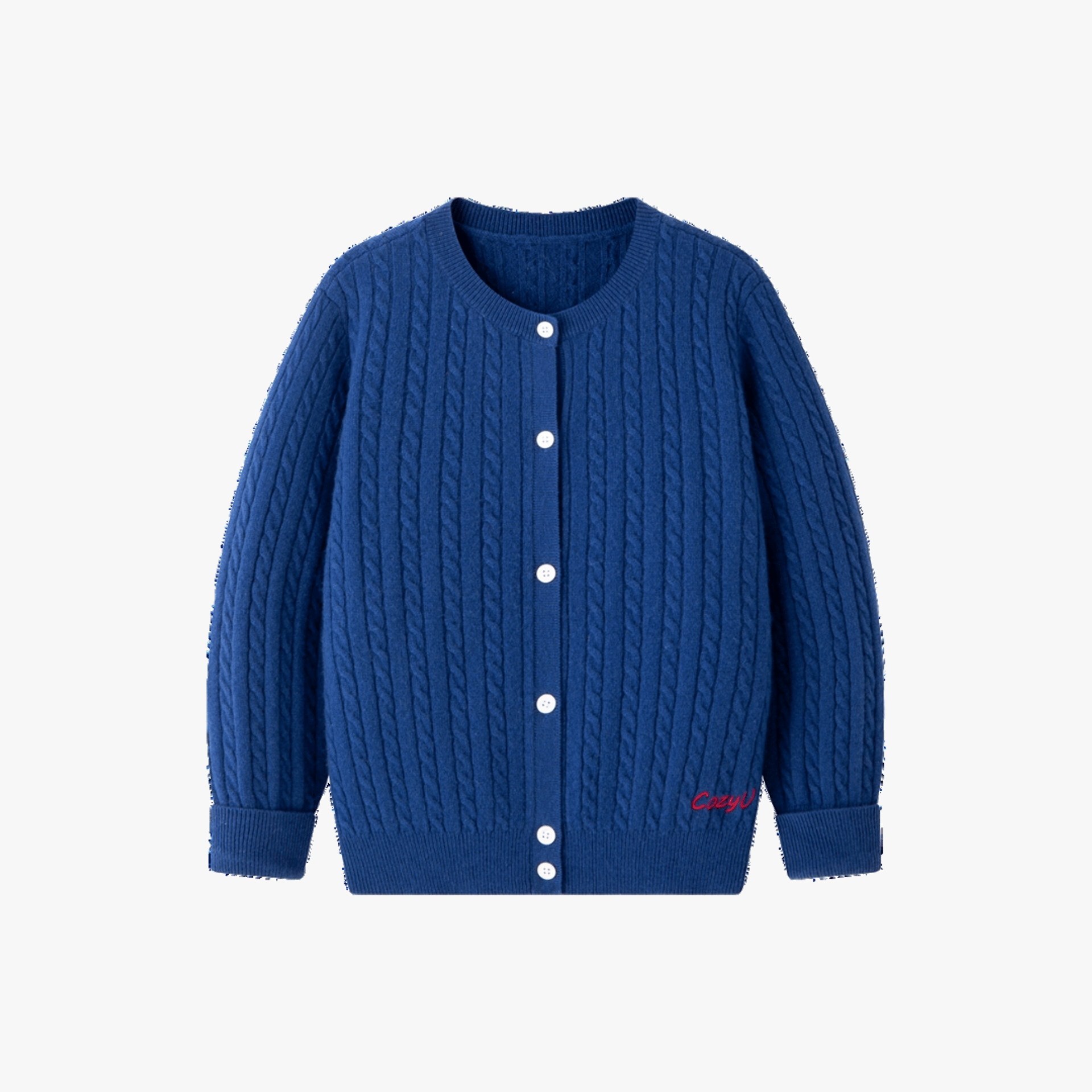 Classic Extra Fine Merino Wool Twist Knit Cardigan | Sapphire Blue made by CozyU