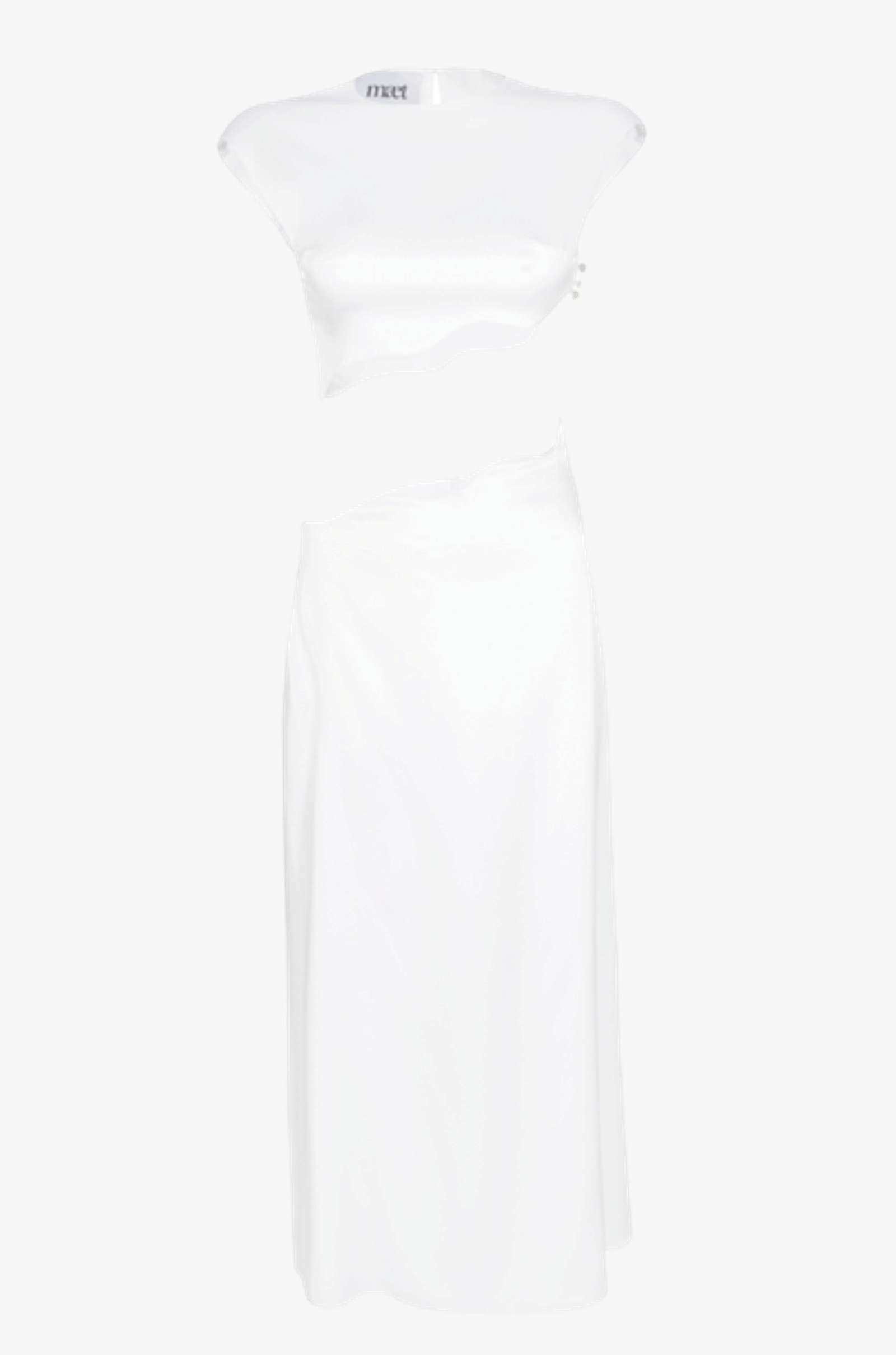 RHEA White Silk Skirt Set in White made by MAET