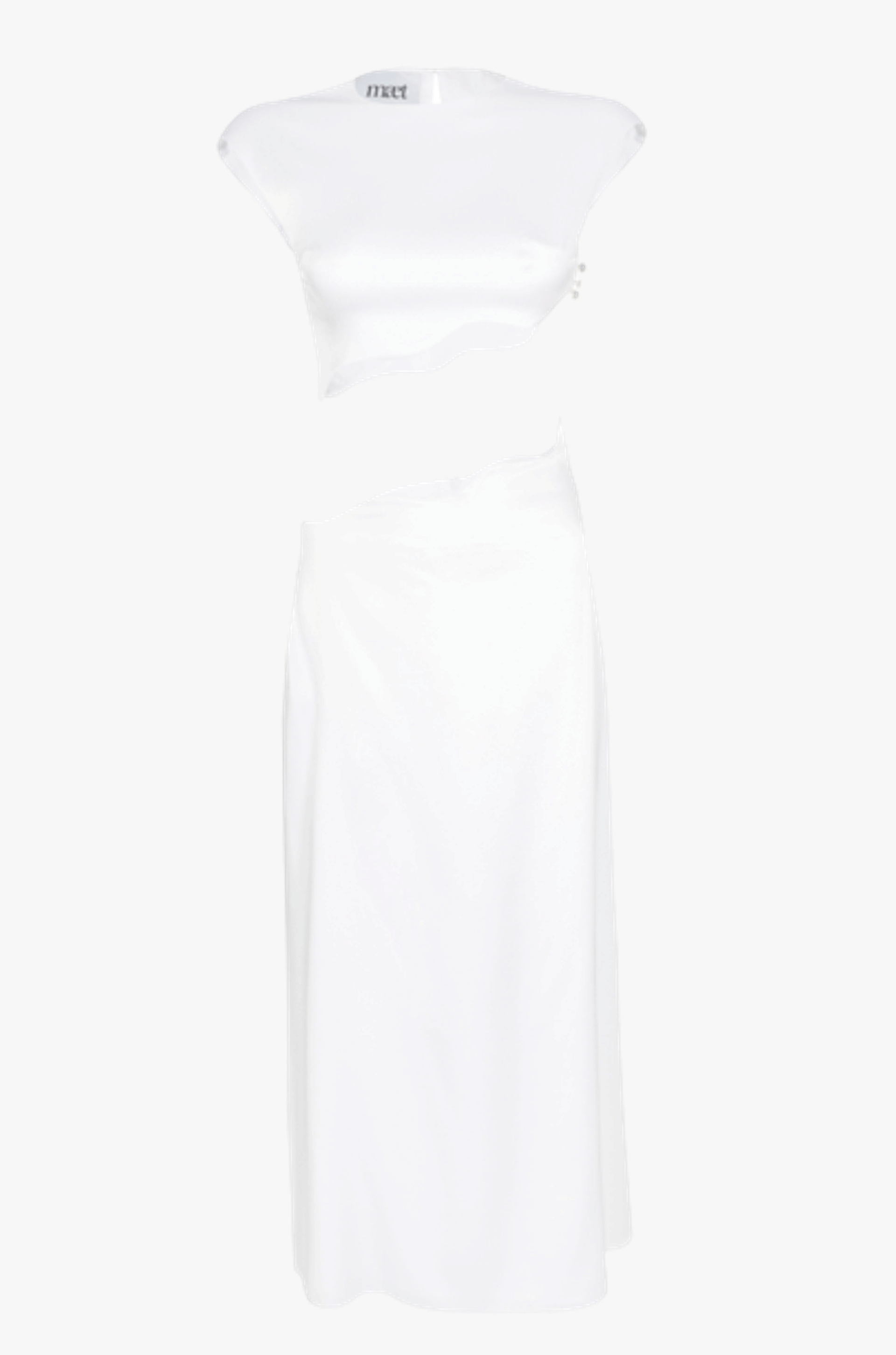 RHEA White Silk Skirt Set in White made by MAET