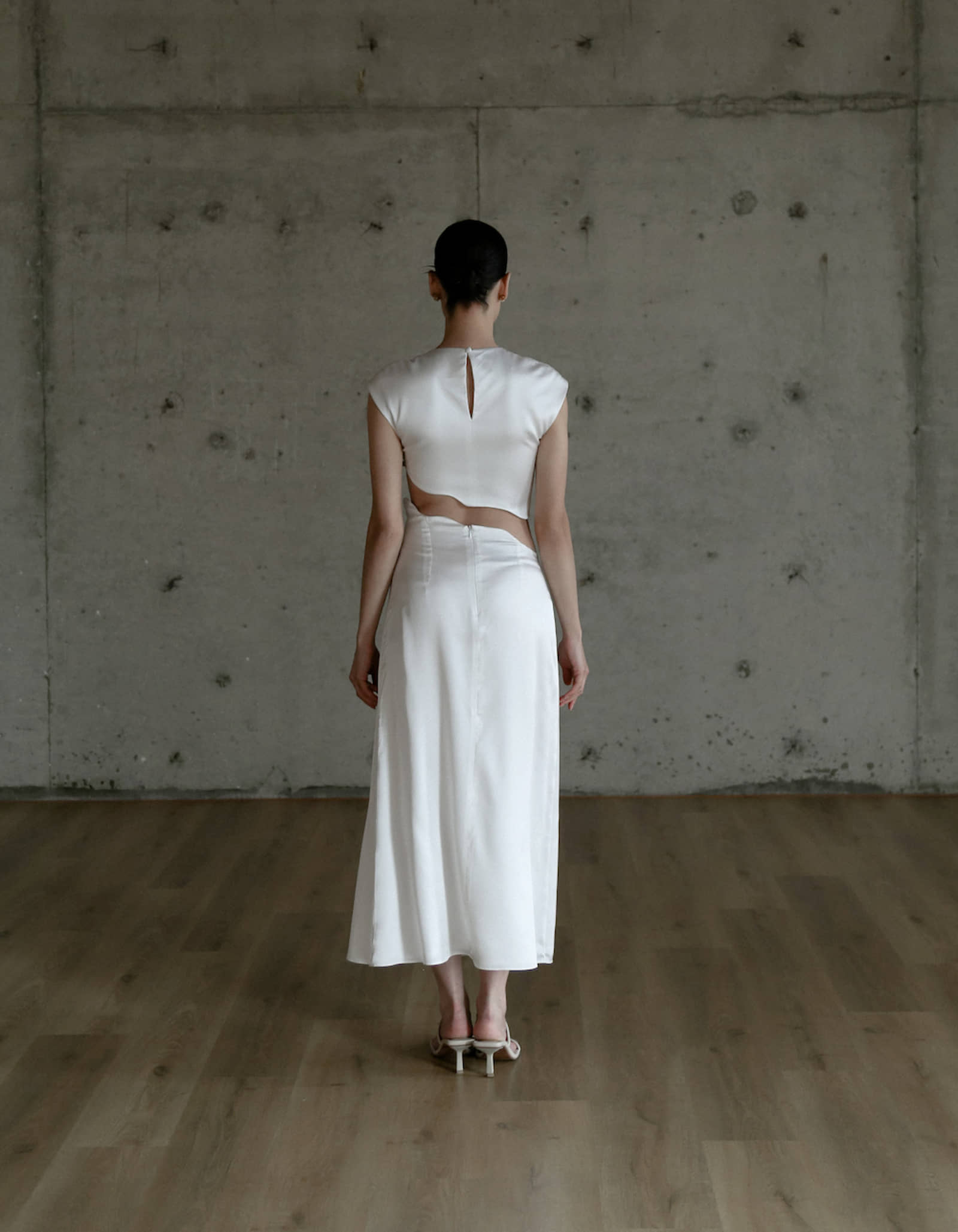 RHEA White Silk Skirt Set in White made by MAET