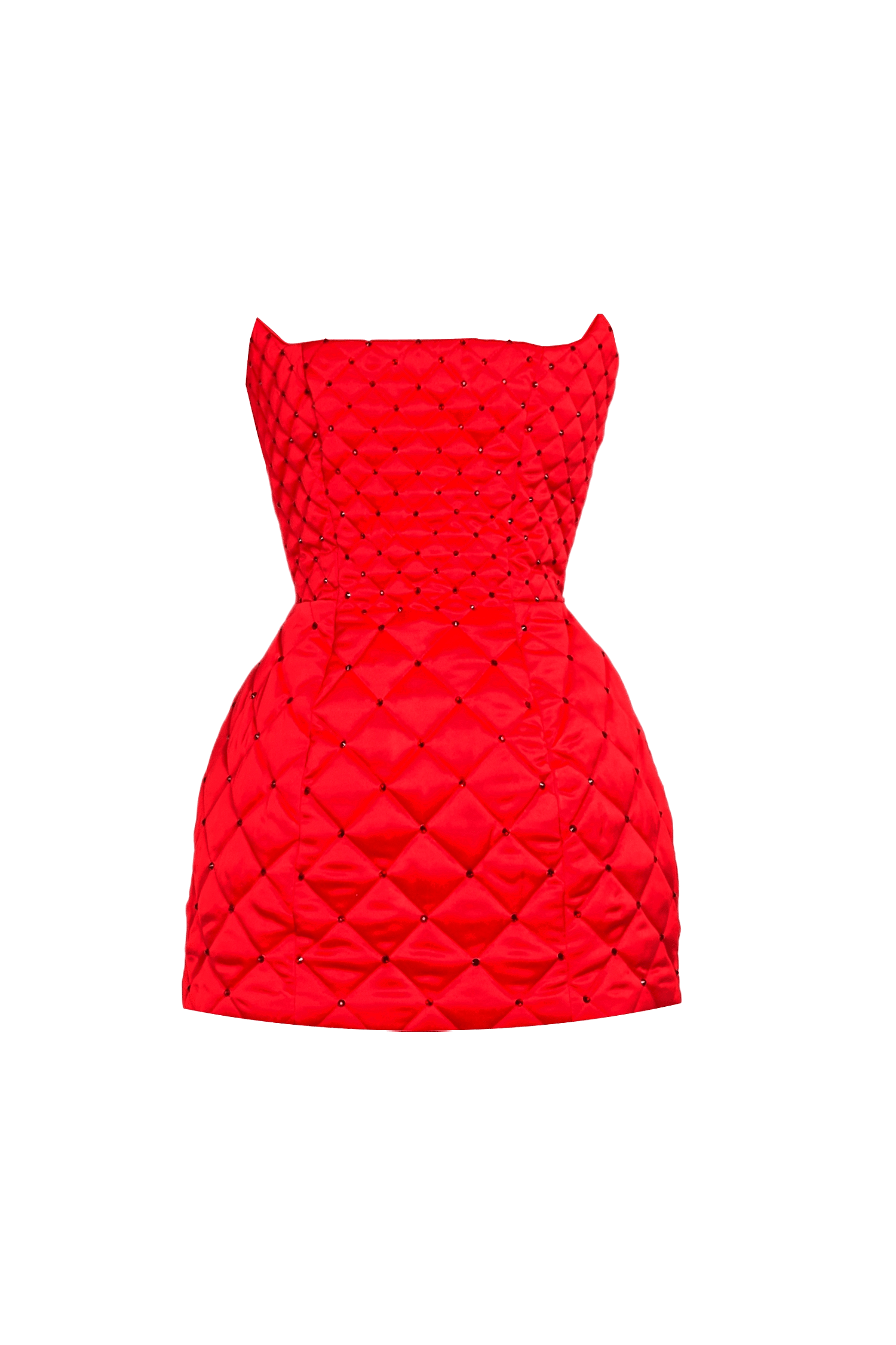 Red crystal quilted mini dress made by Compte Spain