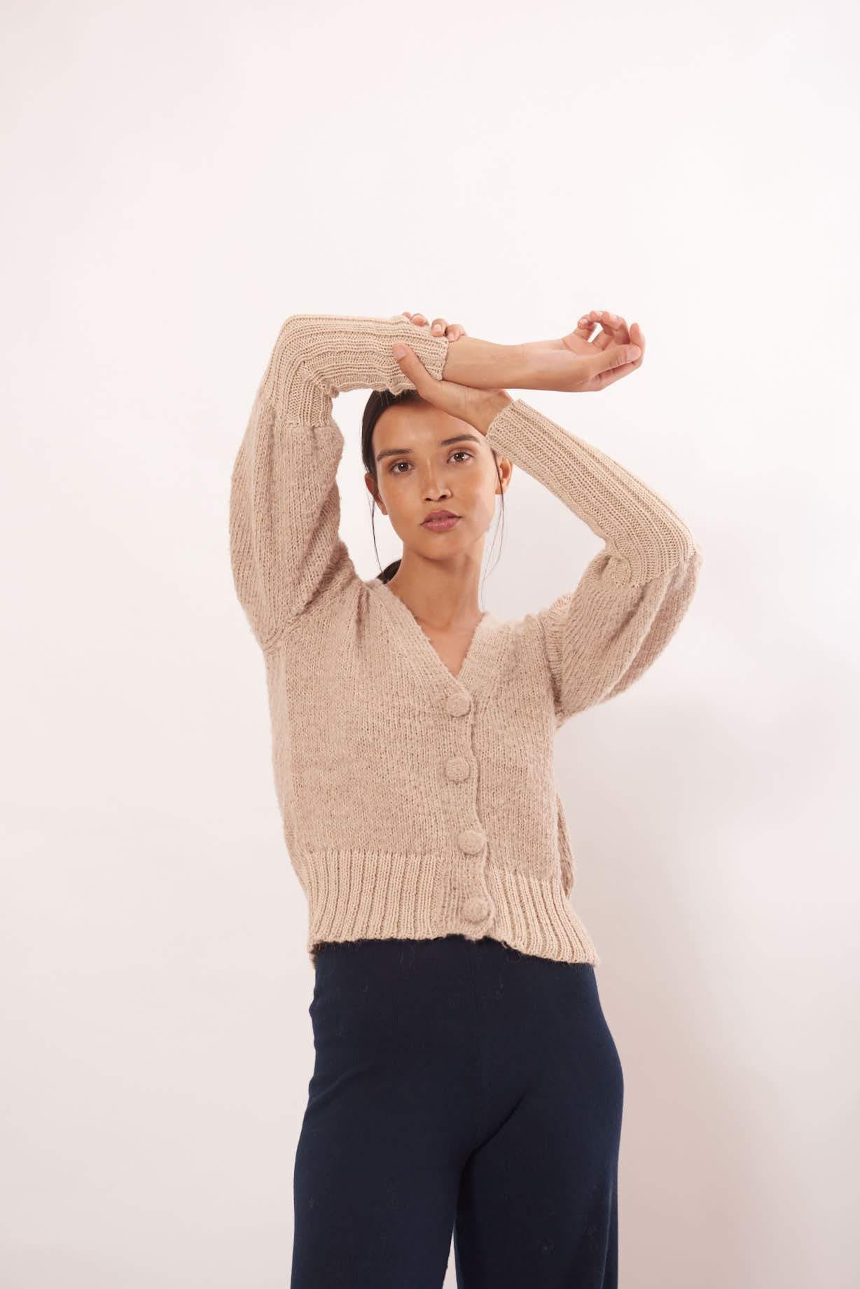MORINGA Cardigan in Beige made by AYNI