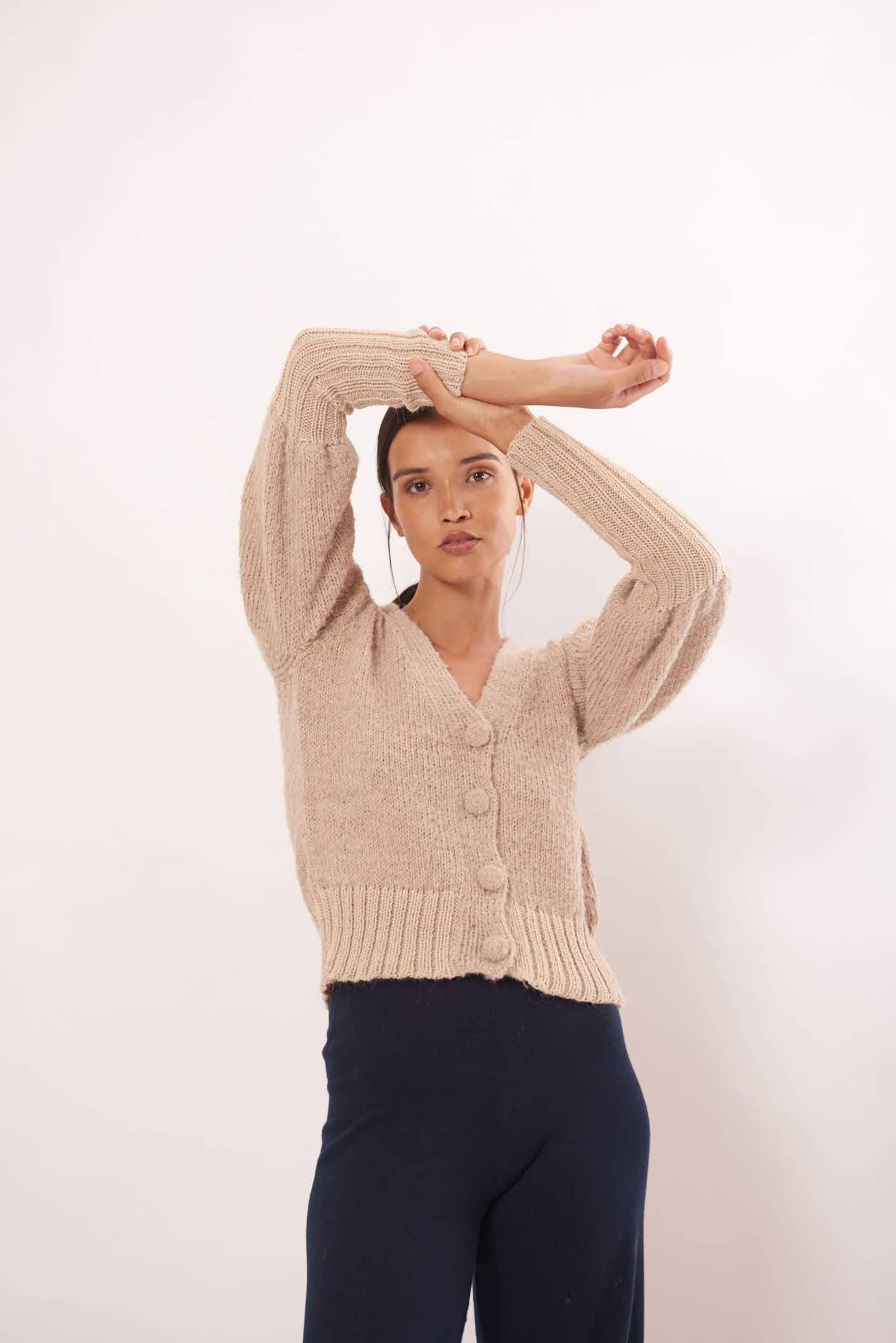 MORINGA Cardigan in Beige made by AYNI