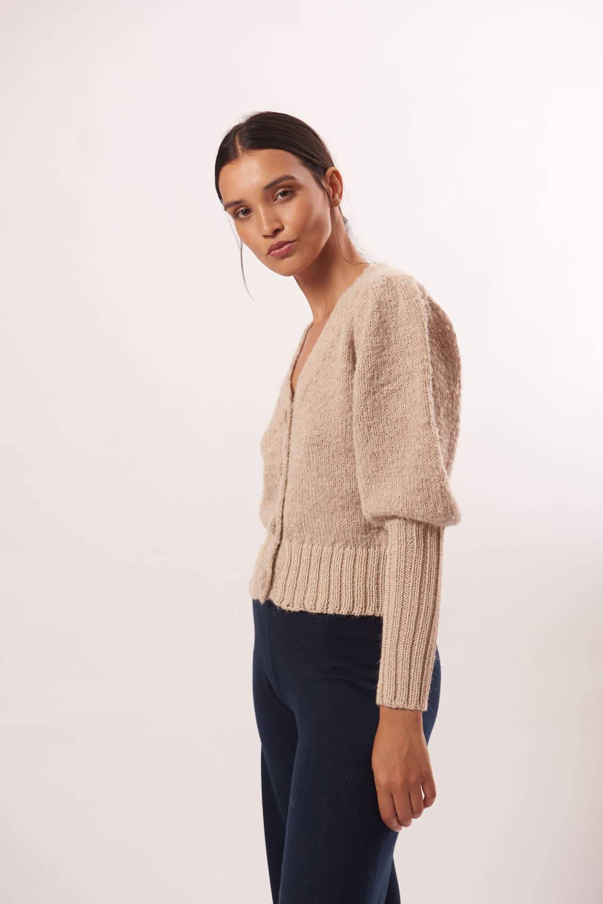 MORINGA Cardigan in Beige made by AYNI