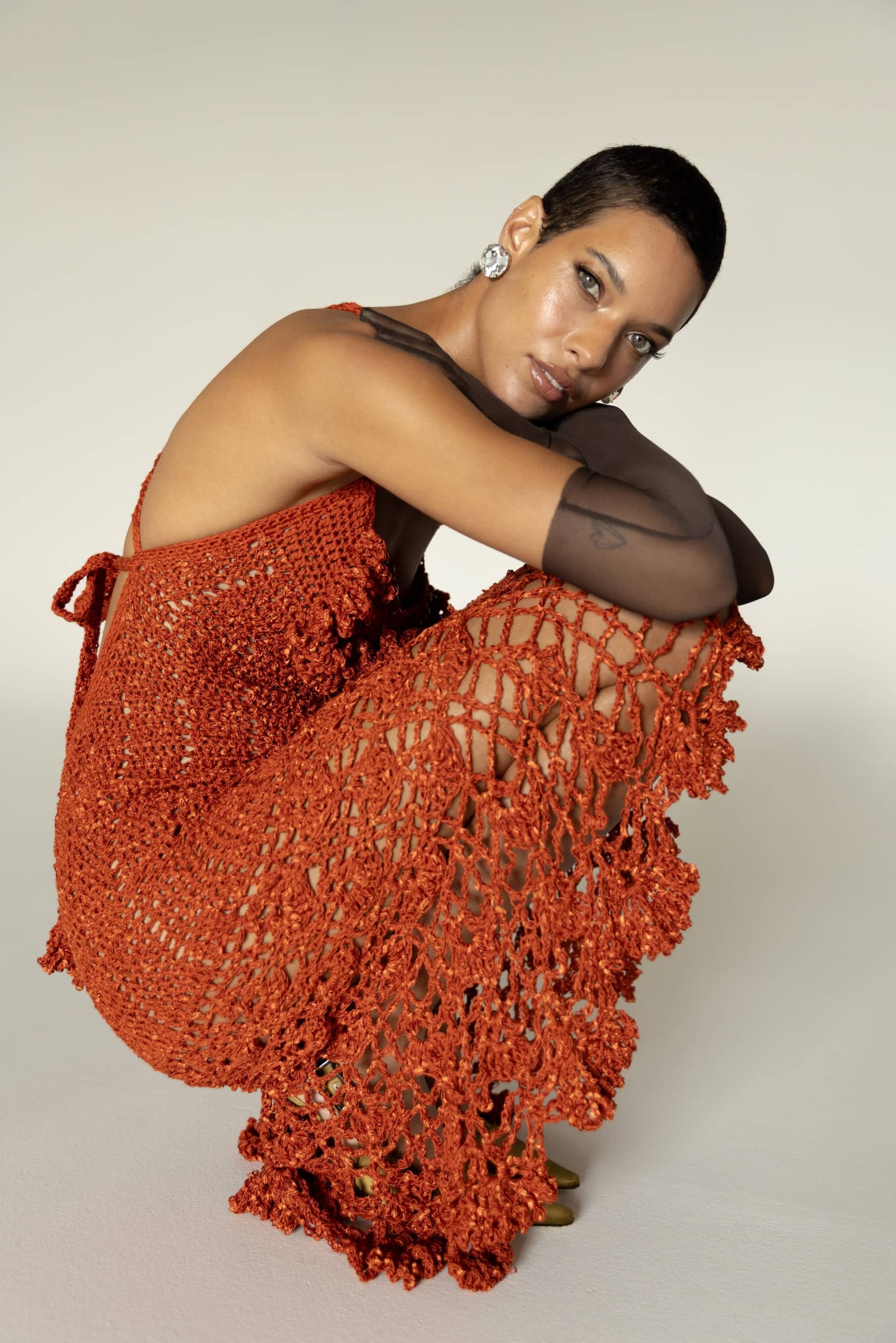 Chrysanthemum Terracotta Handmade Crochet Dress made by ANDREEVA