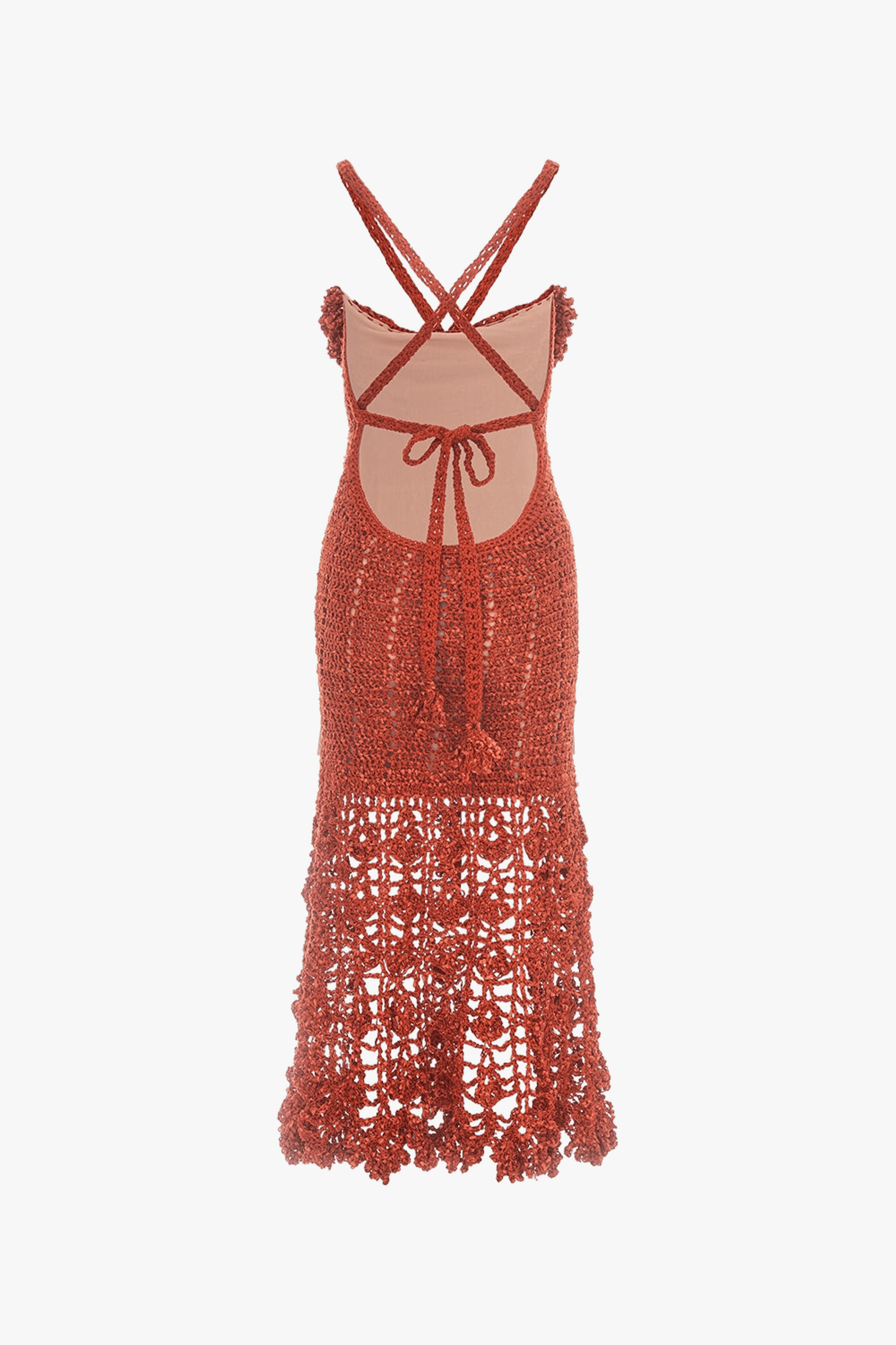 Chrysanthemum Terracotta Handmade Crochet Dress made by ANDREEVA