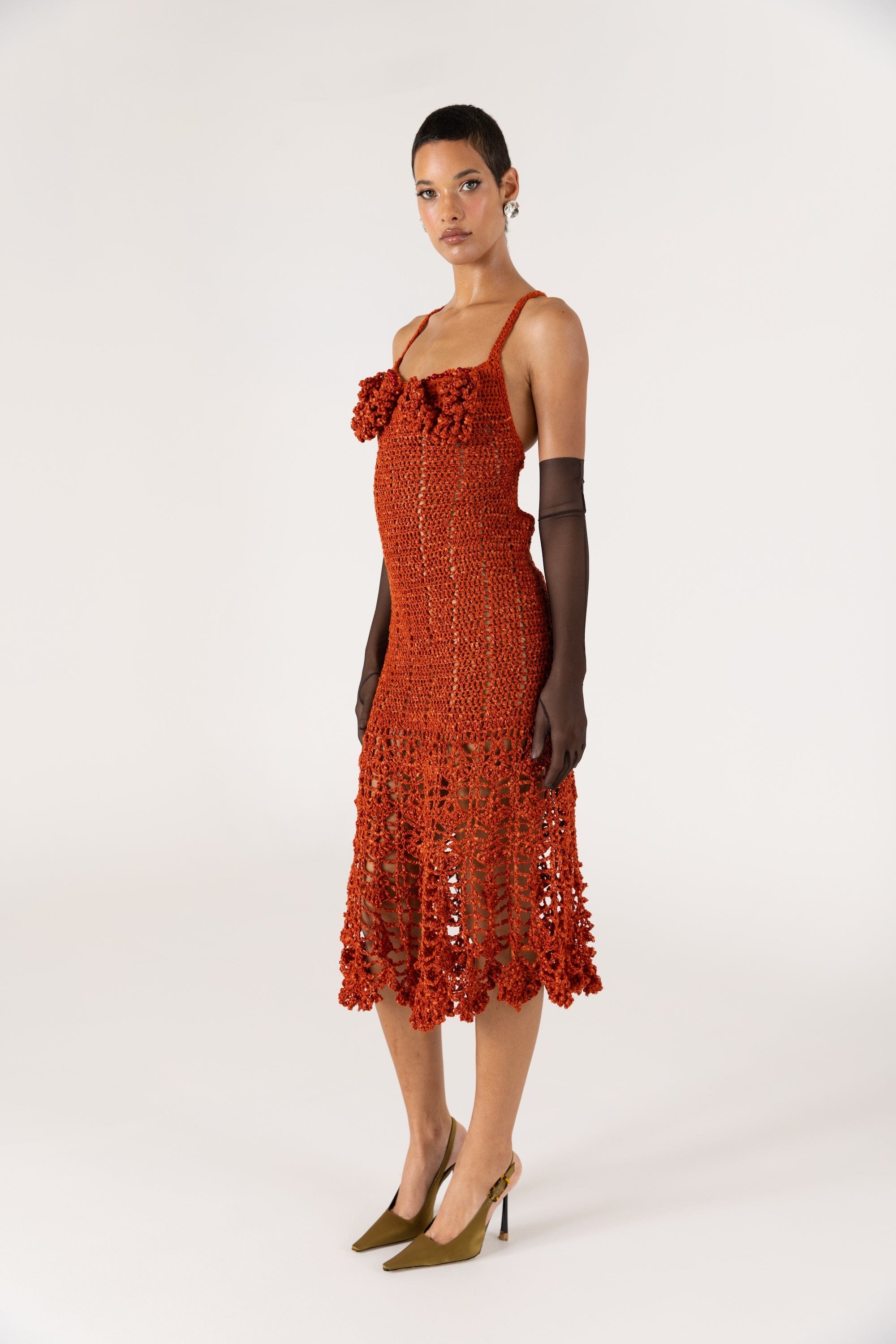 Chrysanthemum Terracotta Handmade Crochet Dress made by ANDREEVA