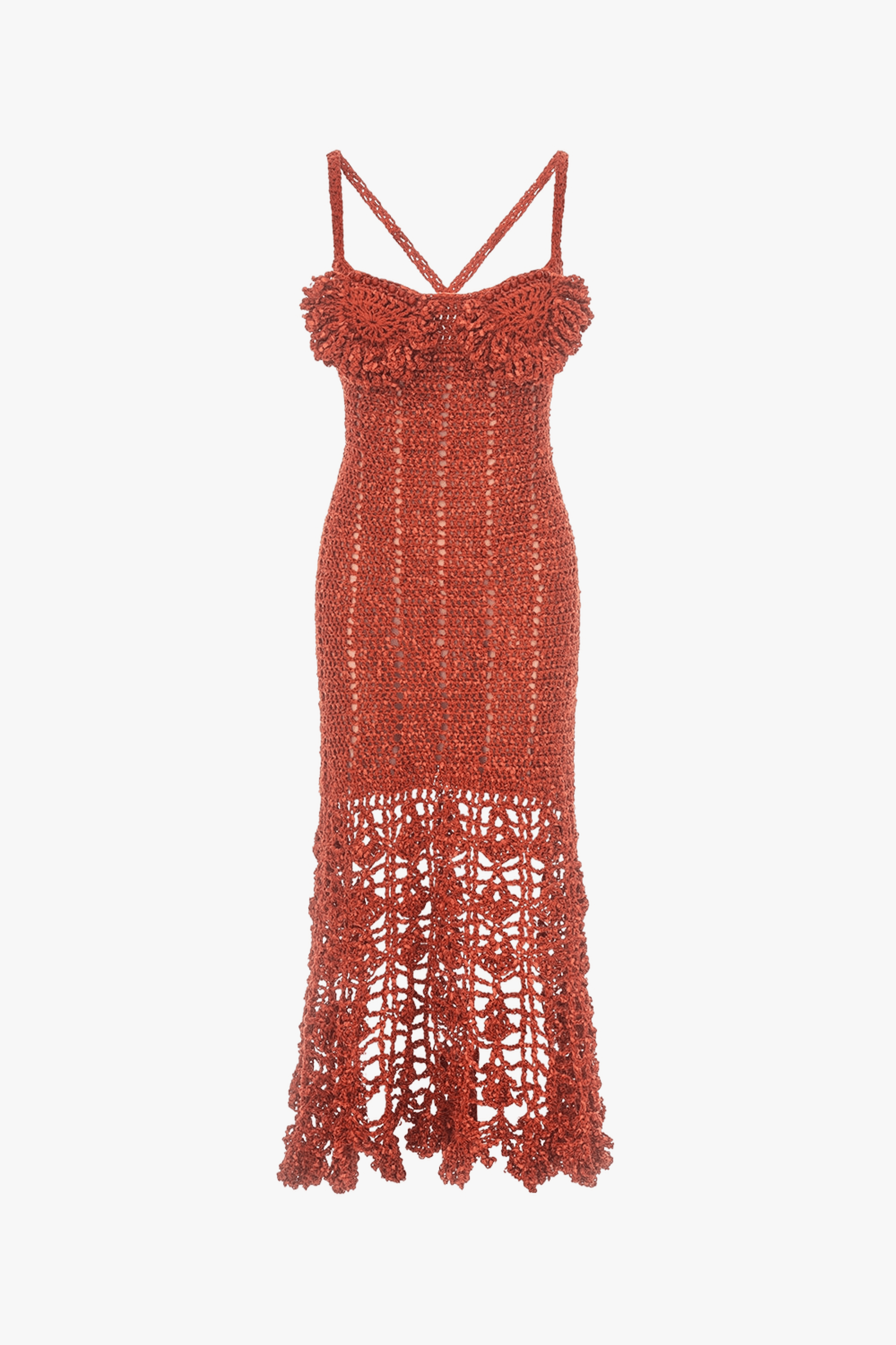 Chrysanthemum Terracotta Handmade Crochet Dress made by ANDREEVA