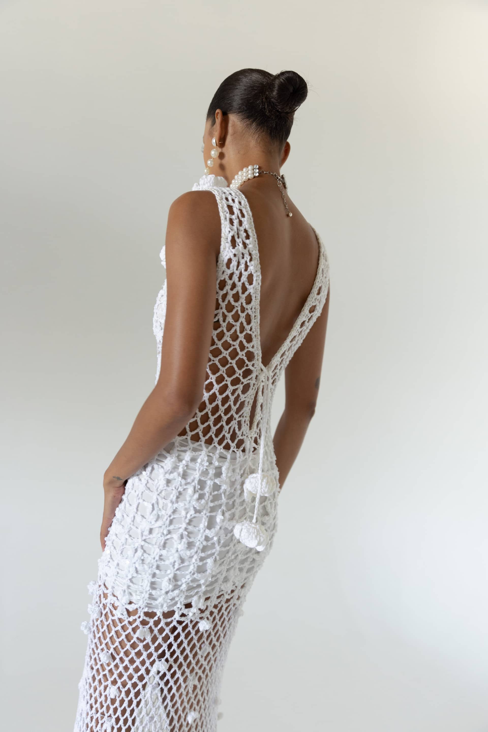 White Vanilla Handmade Maxi Crochet Dress made by ANDREEVA