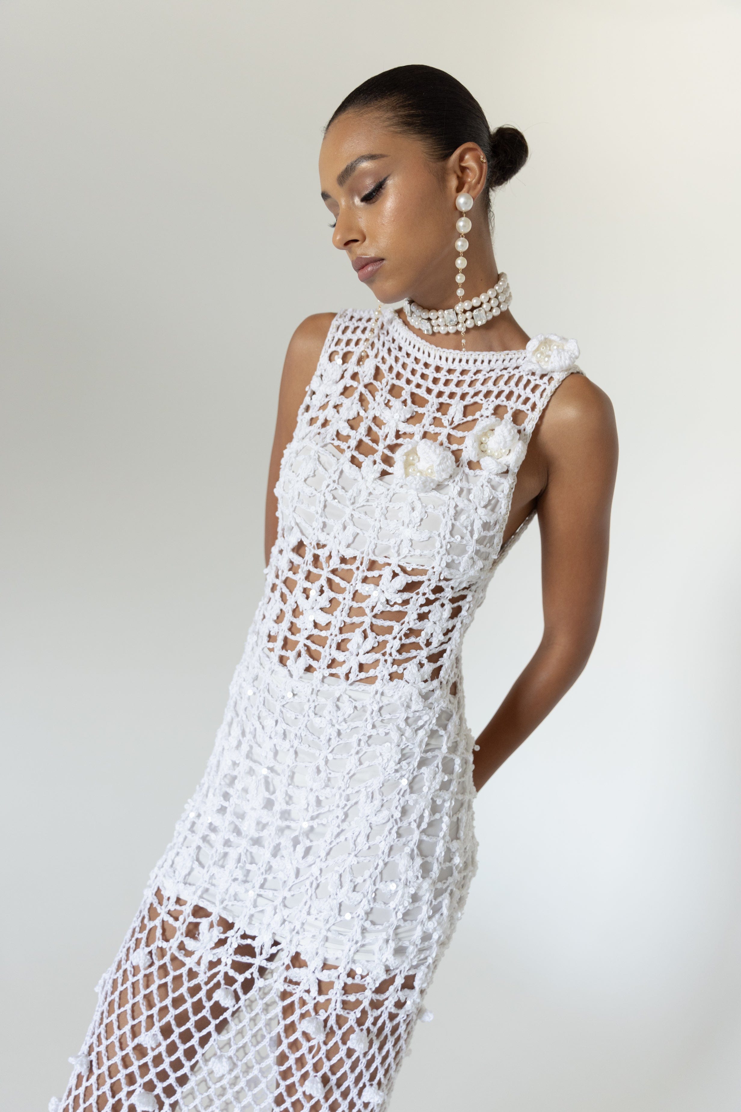 White Vanilla Handmade Maxi Crochet Dress made by ANDREEVA
