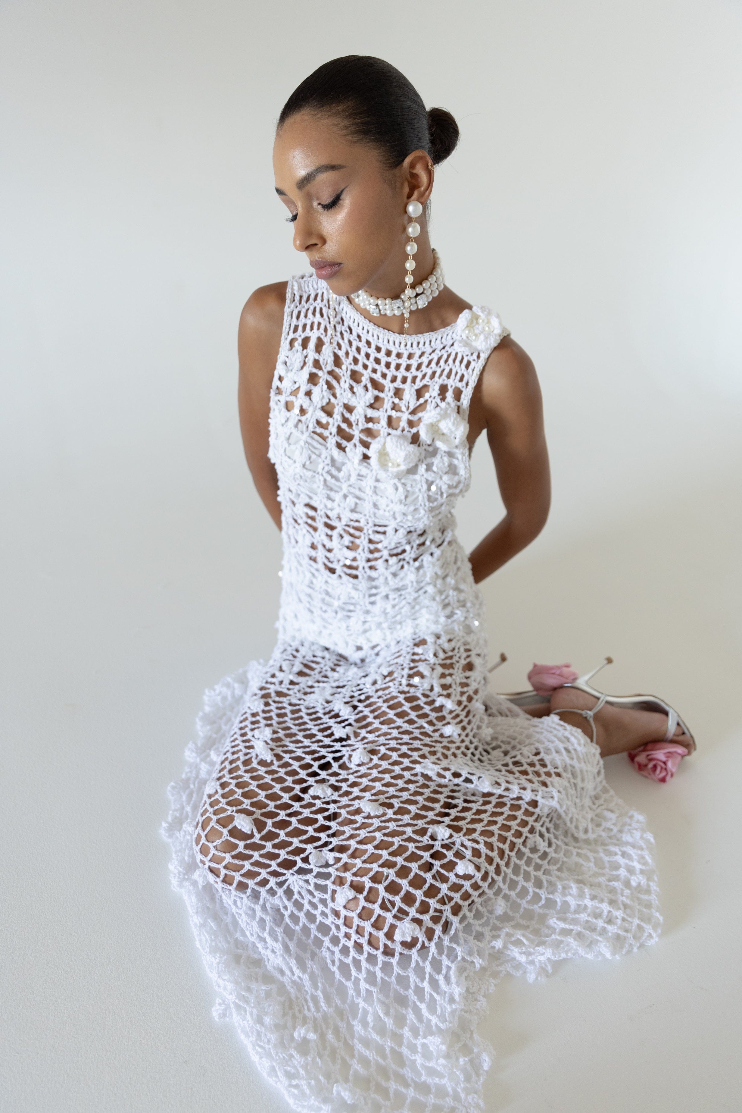 White Vanilla Handmade Maxi Crochet Dress made by ANDREEVA