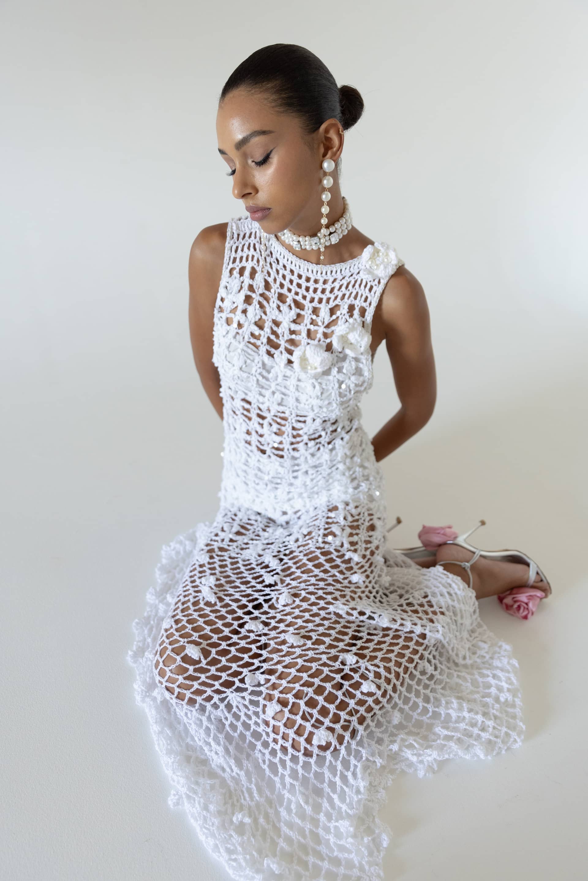 White Vanilla Handmade Maxi Crochet Dress made by ANDREEVA