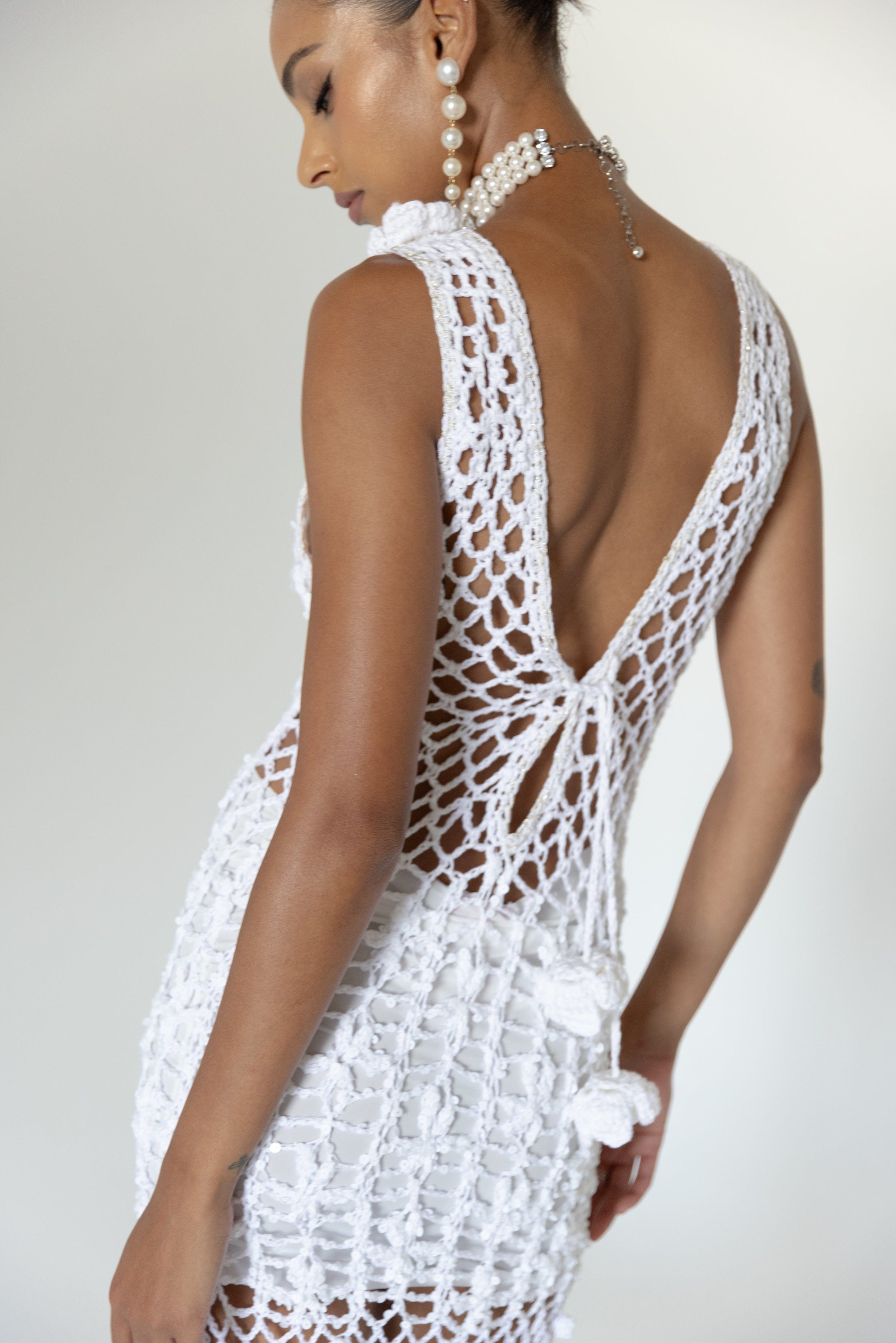 White Vanilla Handmade Maxi Crochet Dress made by ANDREEVA