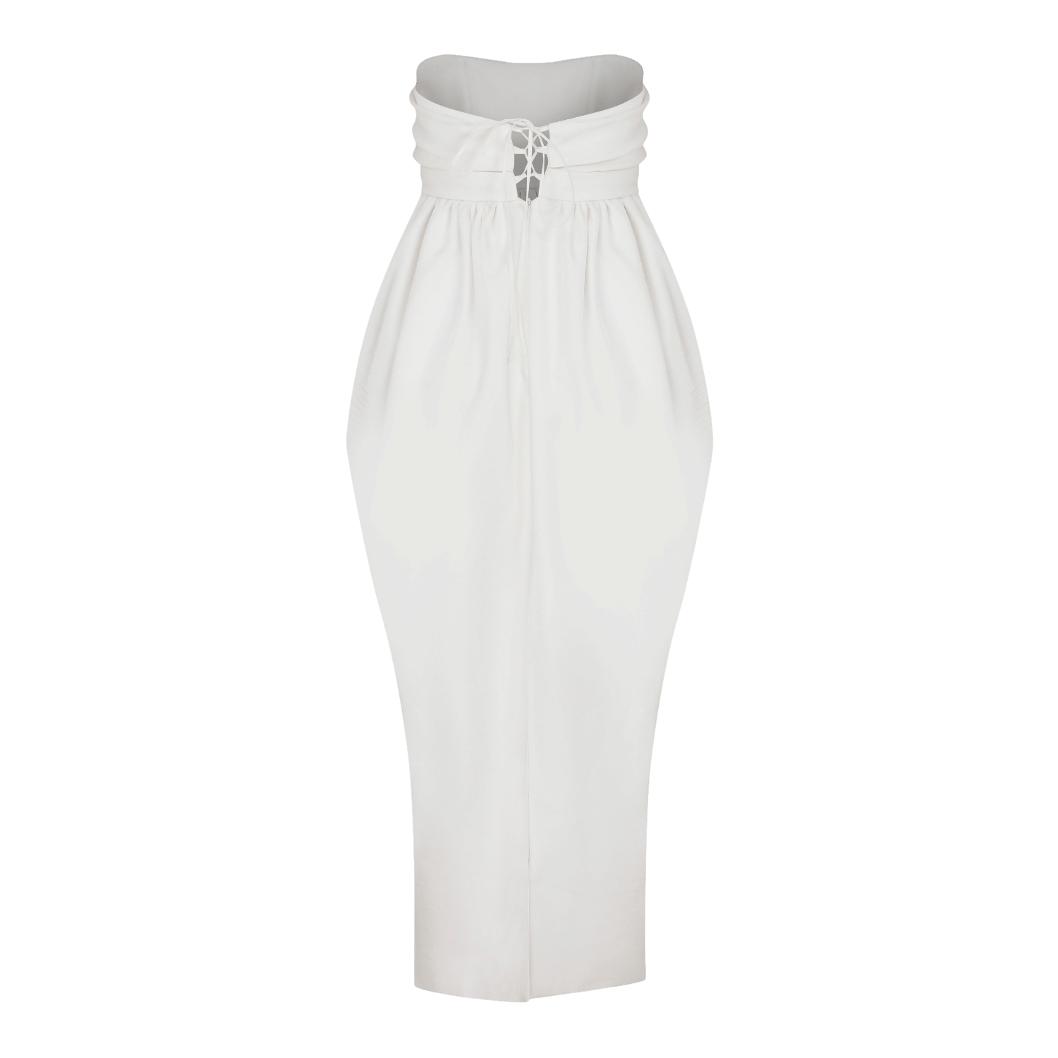 Jeanne Balloon Midi Dress in Blanc de Blanc in White made by Nazli Ceren