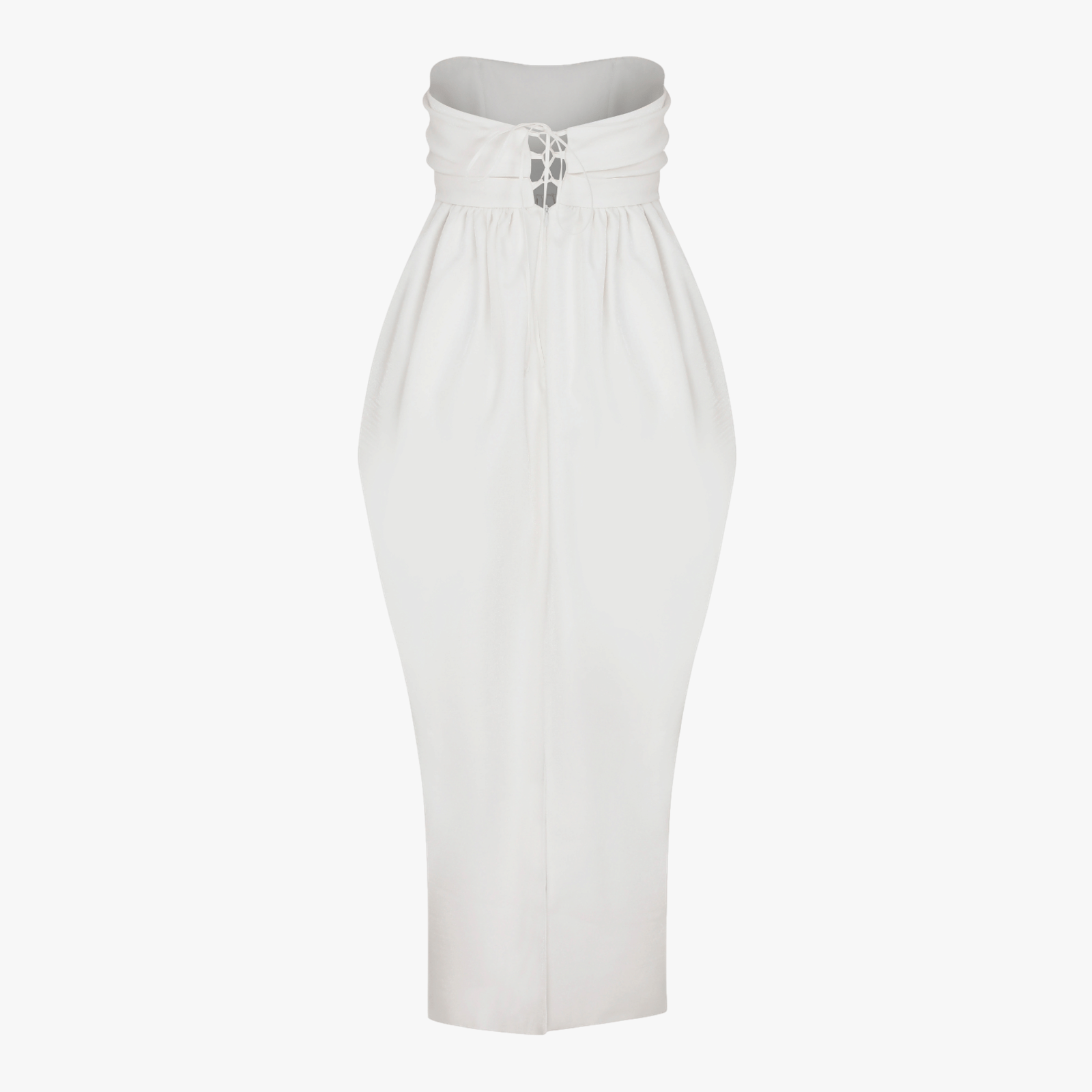 Jeanne Balloon Midi Dress in Blanc de Blanc in White made by Nazli Ceren