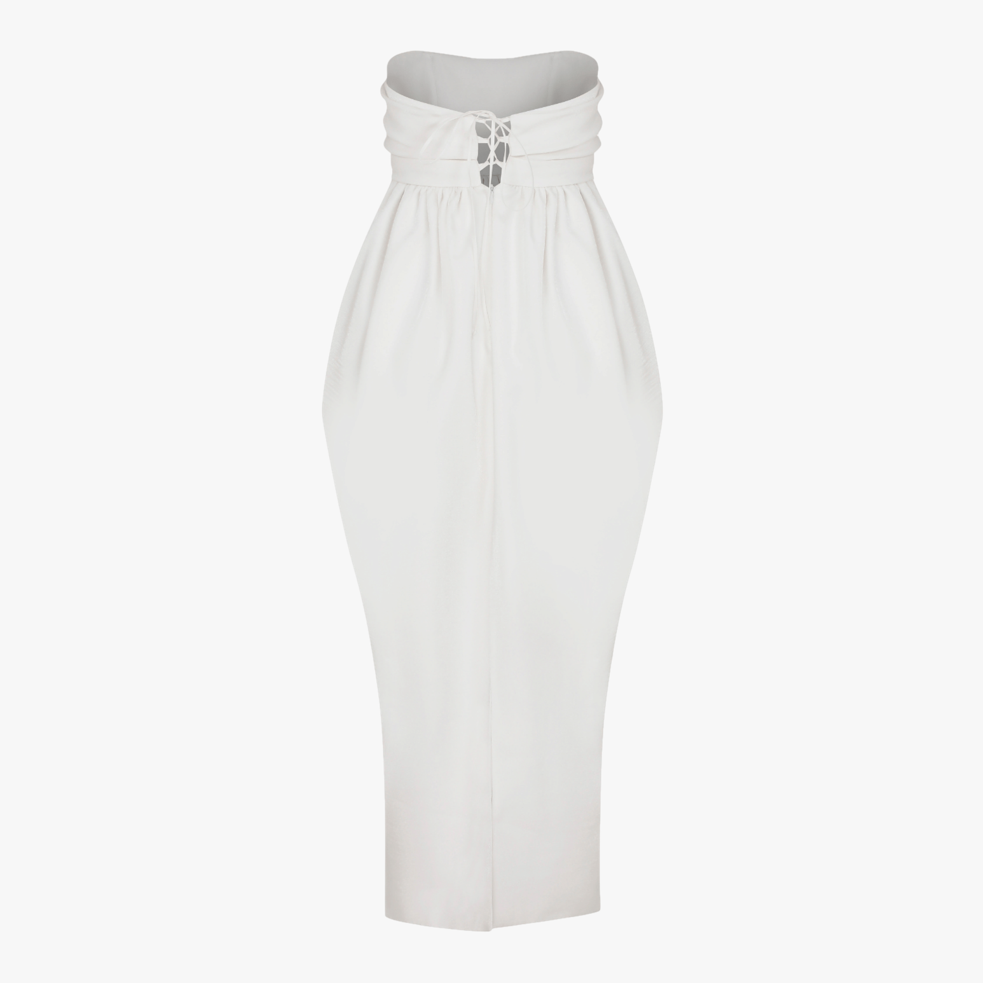 Jeanne Balloon Midi Dress in Blanc de Blanc in White made by Nazli Ceren