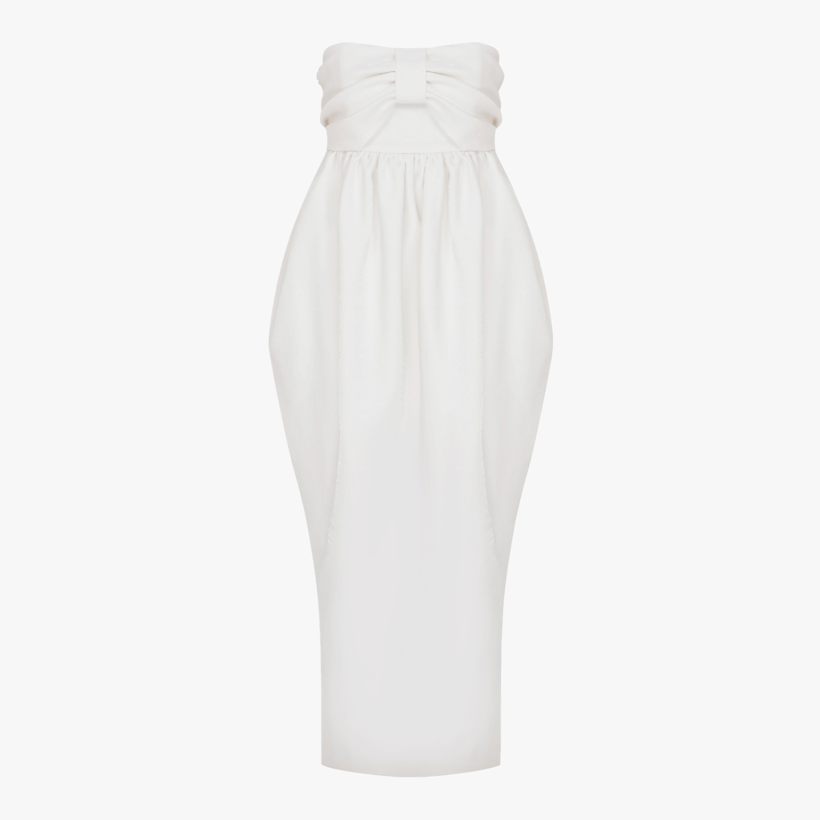 Jeanne Balloon Midi Dress in Blanc de Blanc in White made by Nazli Ceren