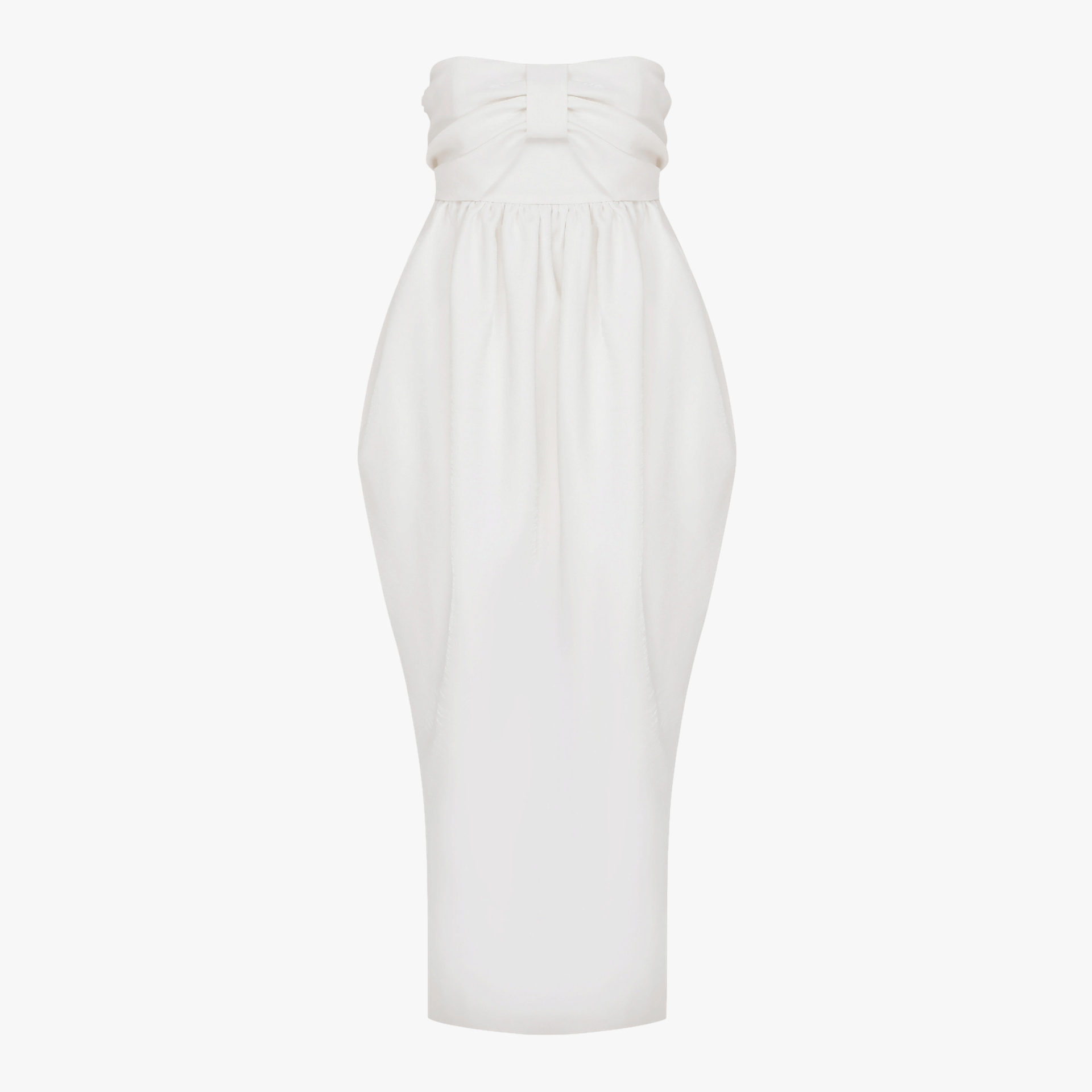 Jeanne Balloon Midi Dress in Blanc de Blanc in White made by Nazli Ceren