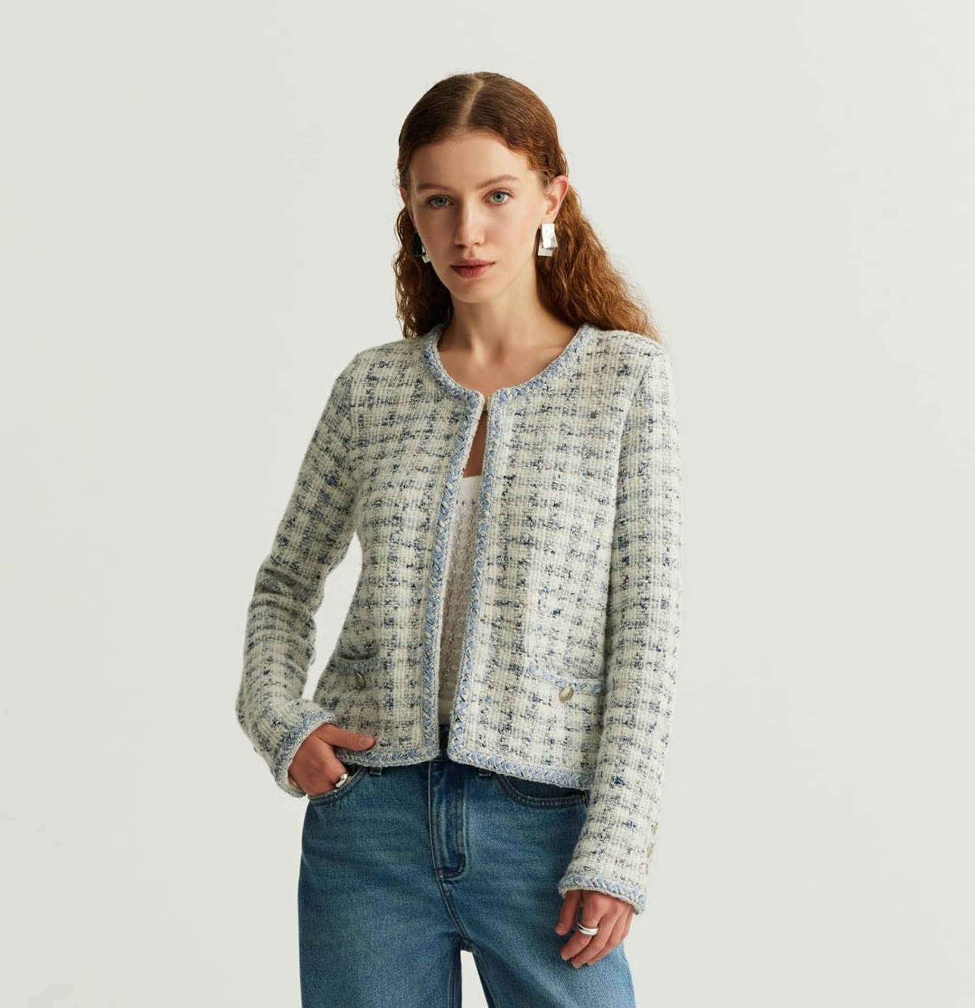 HOUNDSTOOTH CREWNECK JACKET made by CRUSH Collection