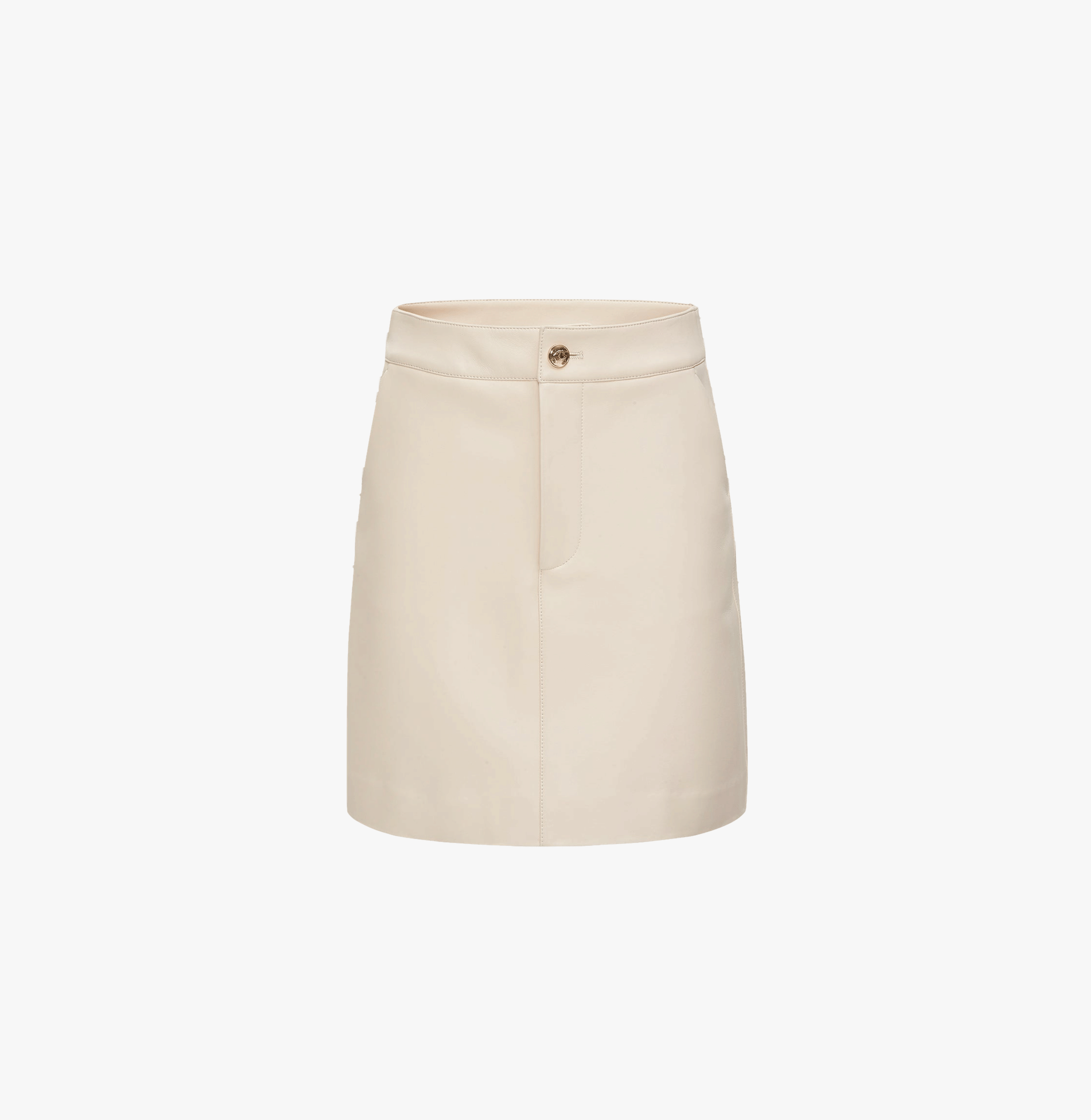 LAMBSKIN LEATHER SKIRT WITH METAL BUTTONS in White made by CRUSH Collection
