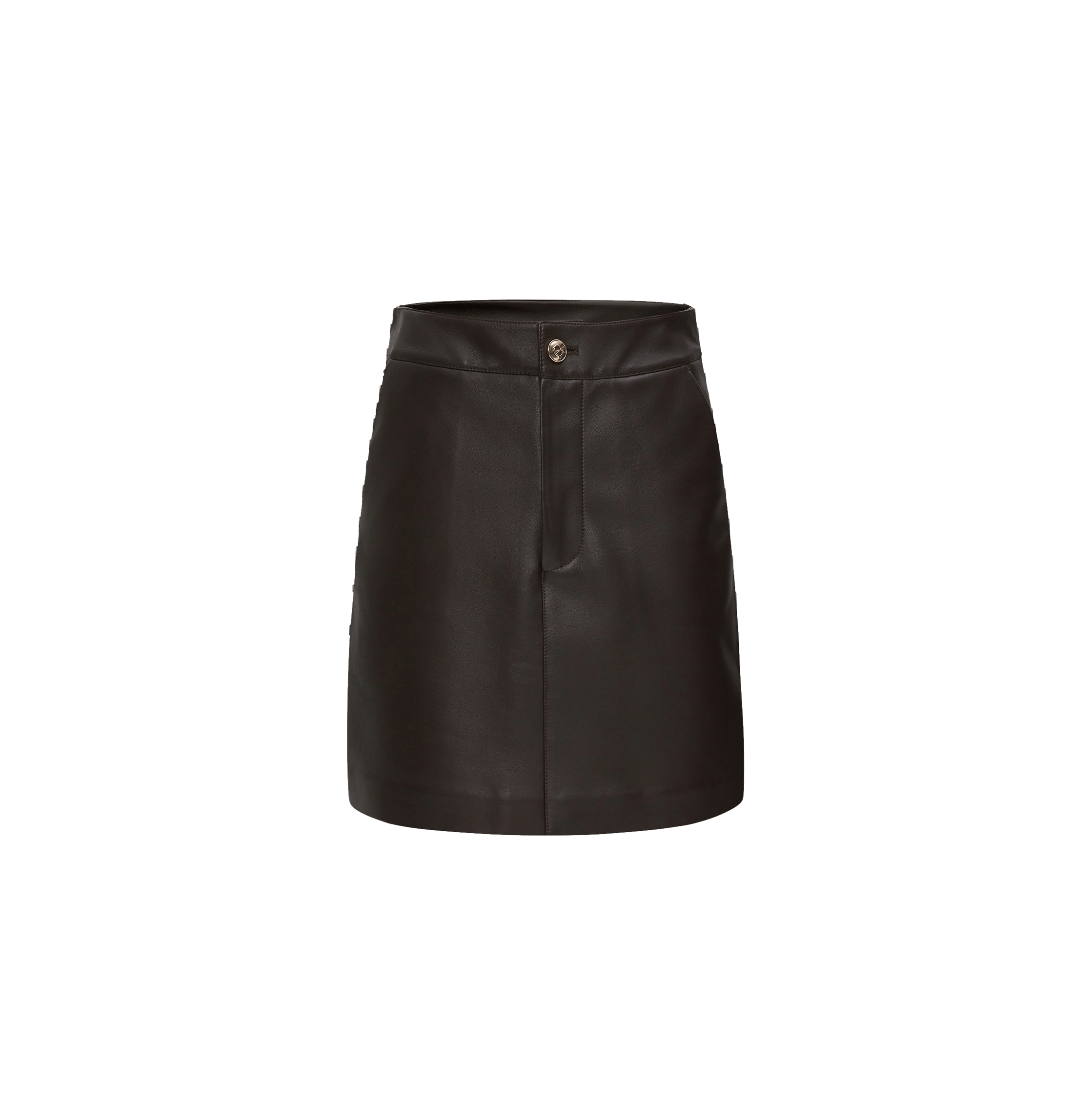 LAMBSKIN LEATHER SKIRT WITH METAL BUTTONS in Brown made by CRUSH Collection