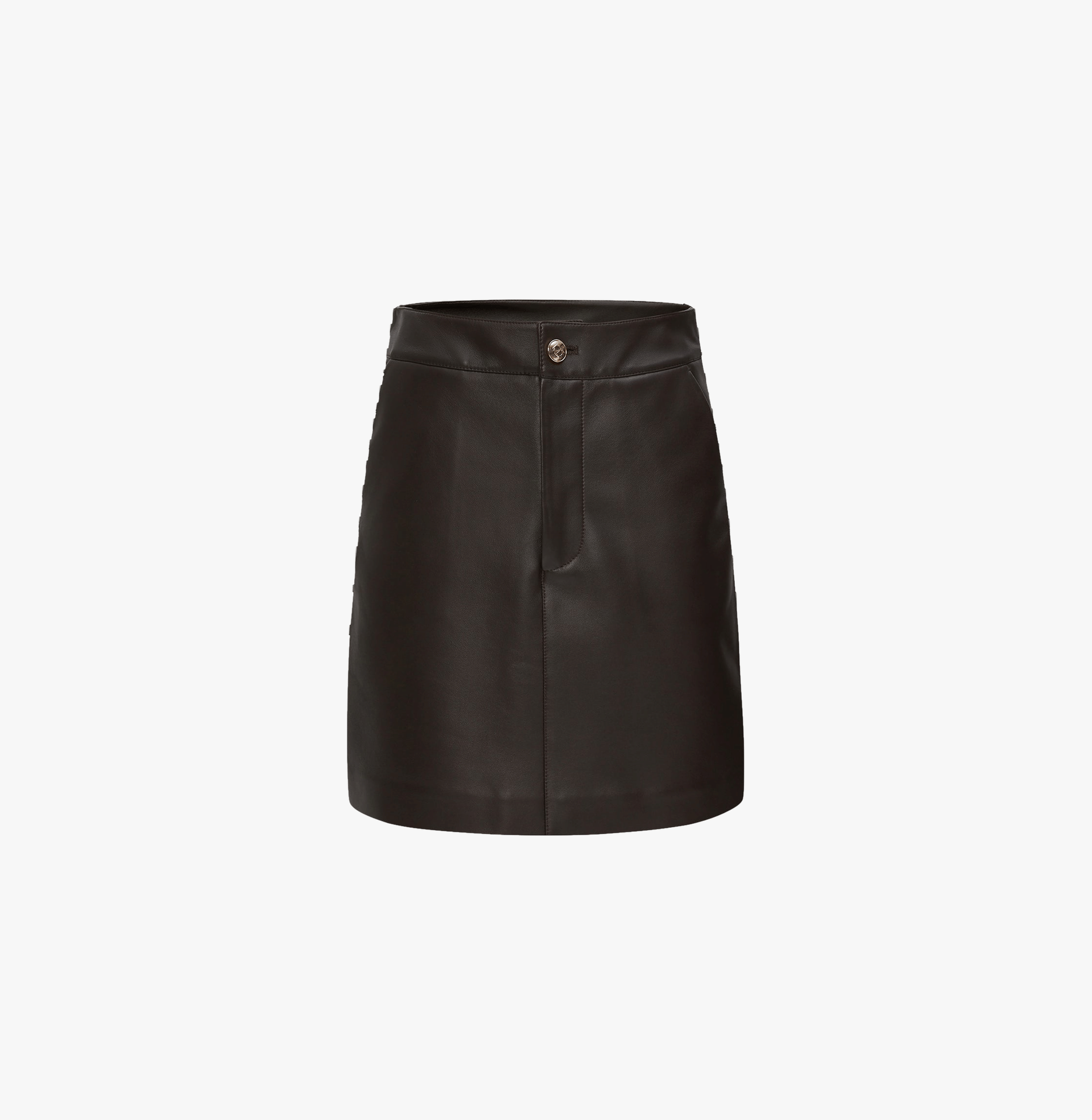 LAMBSKIN LEATHER SKIRT WITH METAL BUTTONS in Brown made by CRUSH Collection
