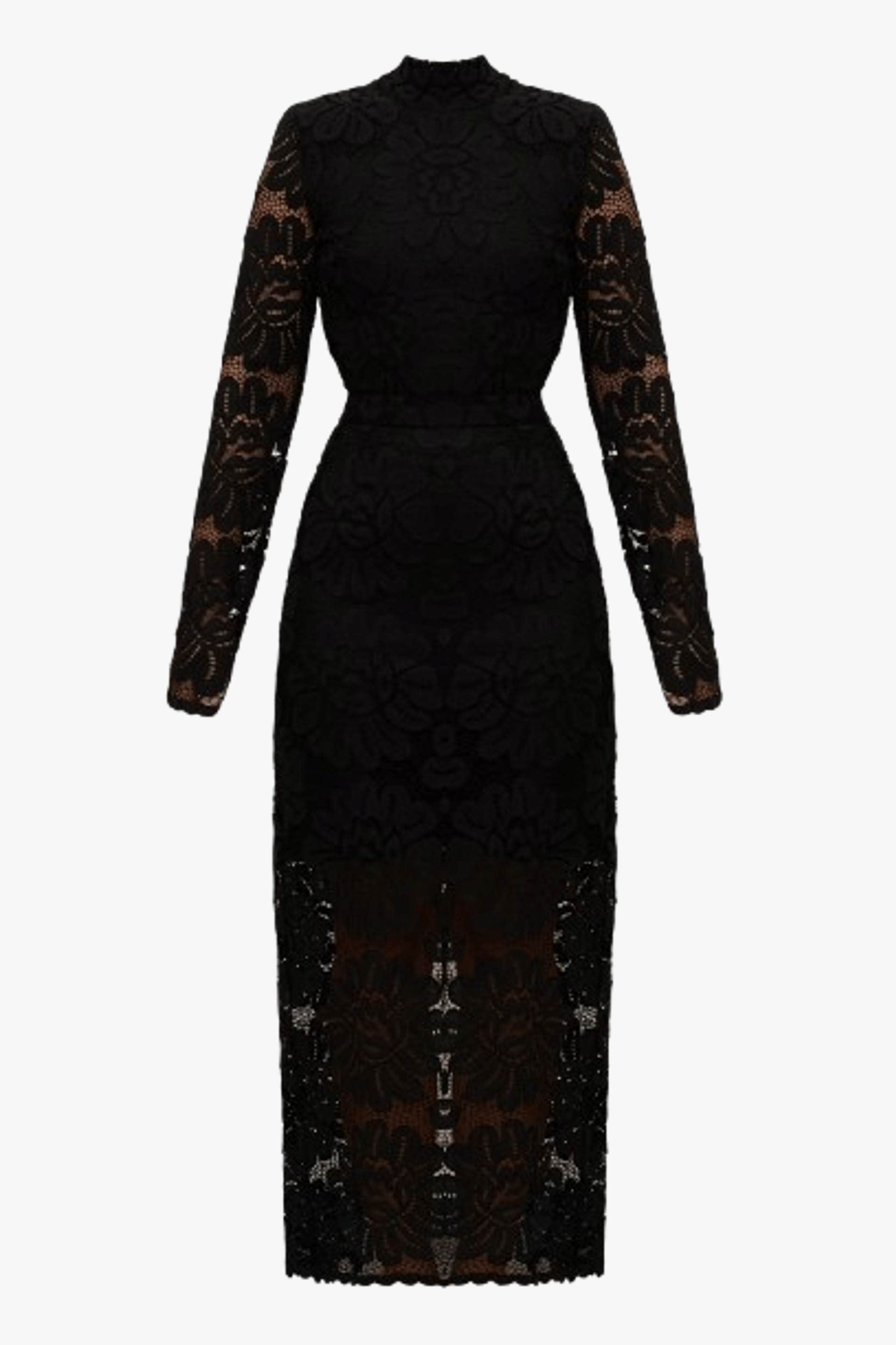ELENA black floral lace midi dress with open back made by UNDRESS