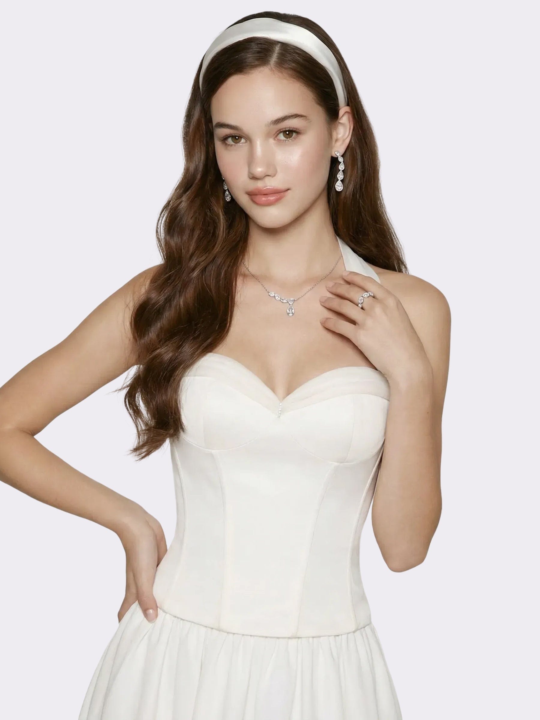 Edwina Satin Halter White Top made by Nana Jacqueline