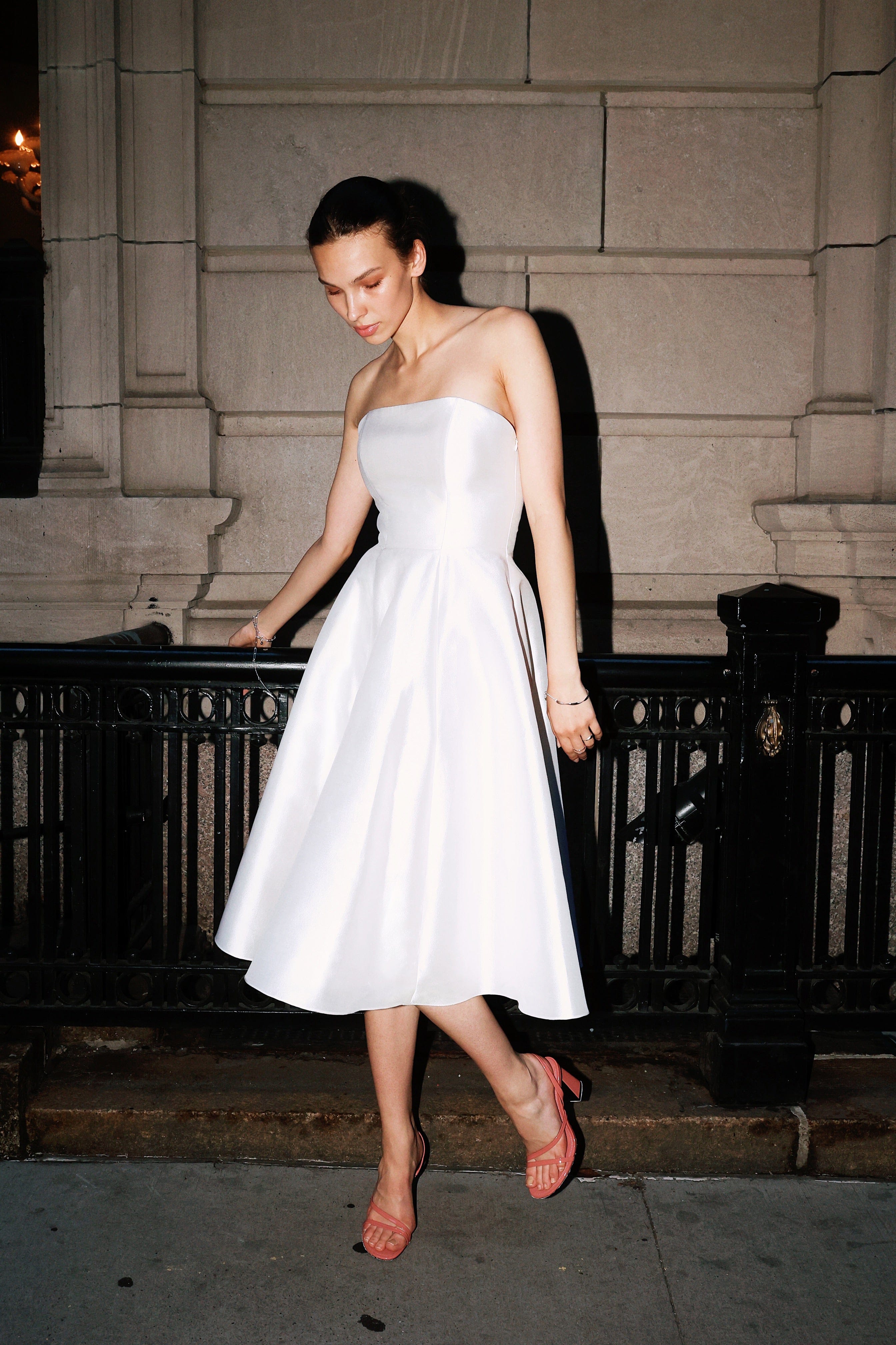 Strapless Silk and Wool Midi Dress made by NDS The Label