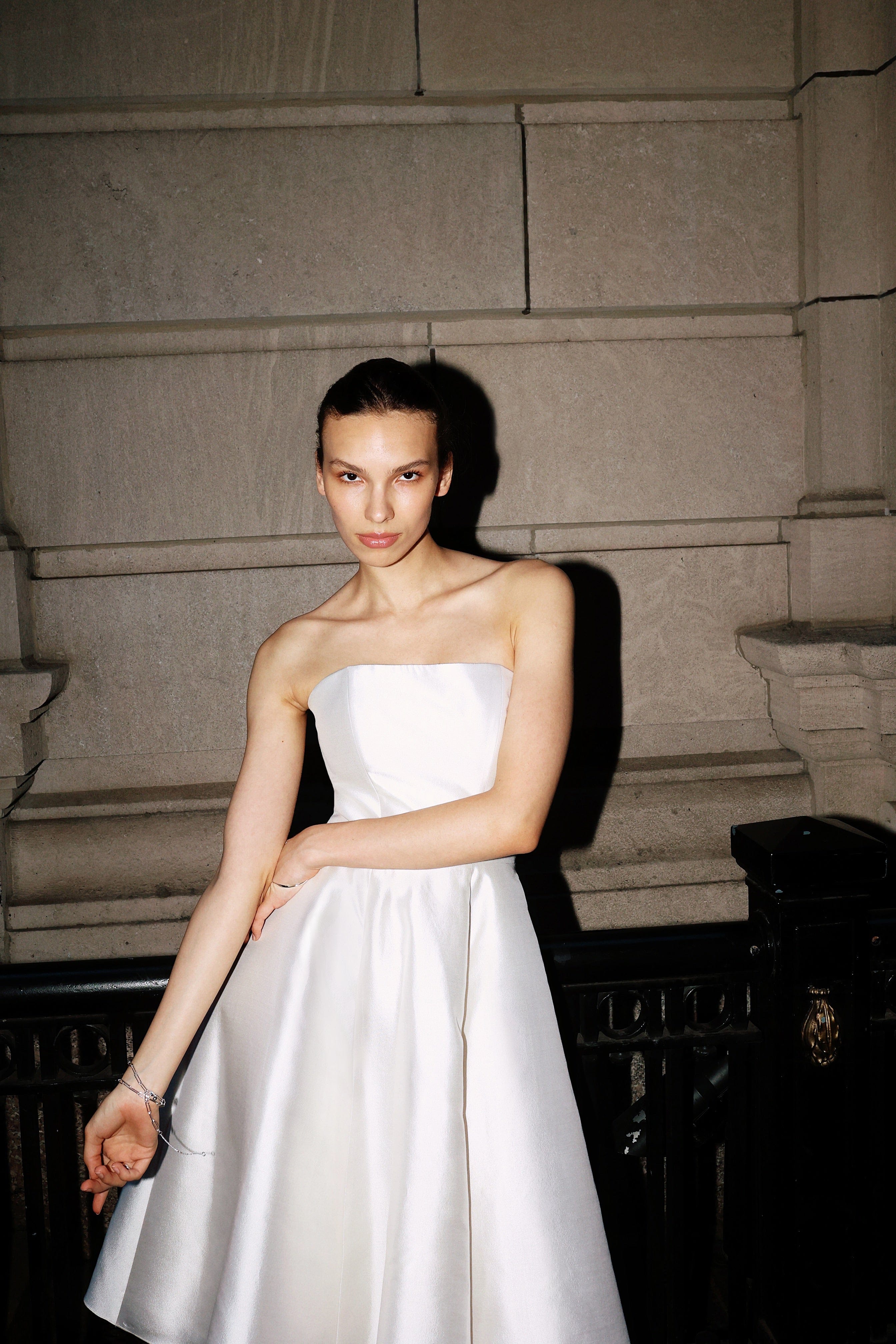 Strapless Silk and Wool Midi Dress made by NDS The Label