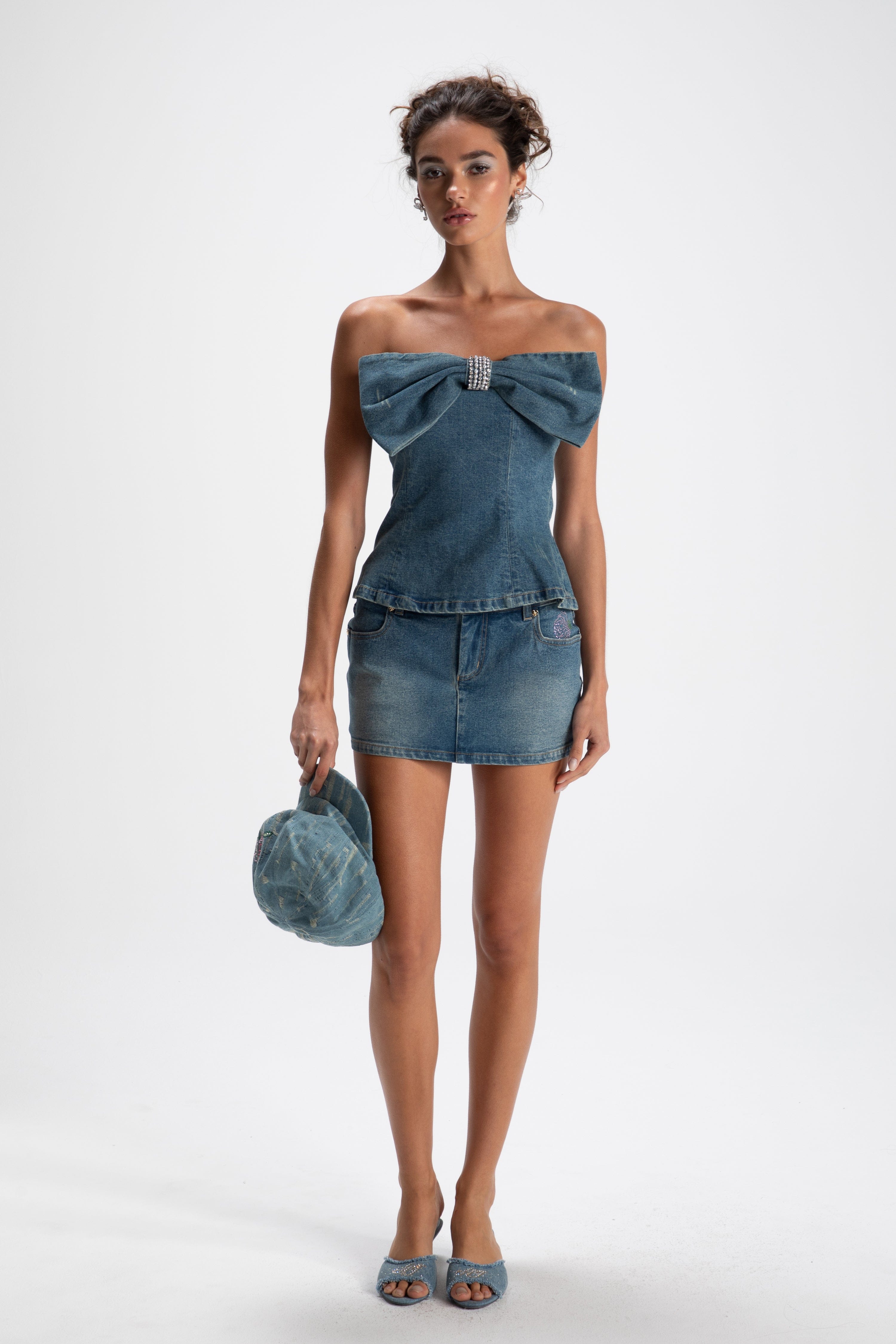 Kate Denim Tube Top in Blue made by Nana Jacqueline