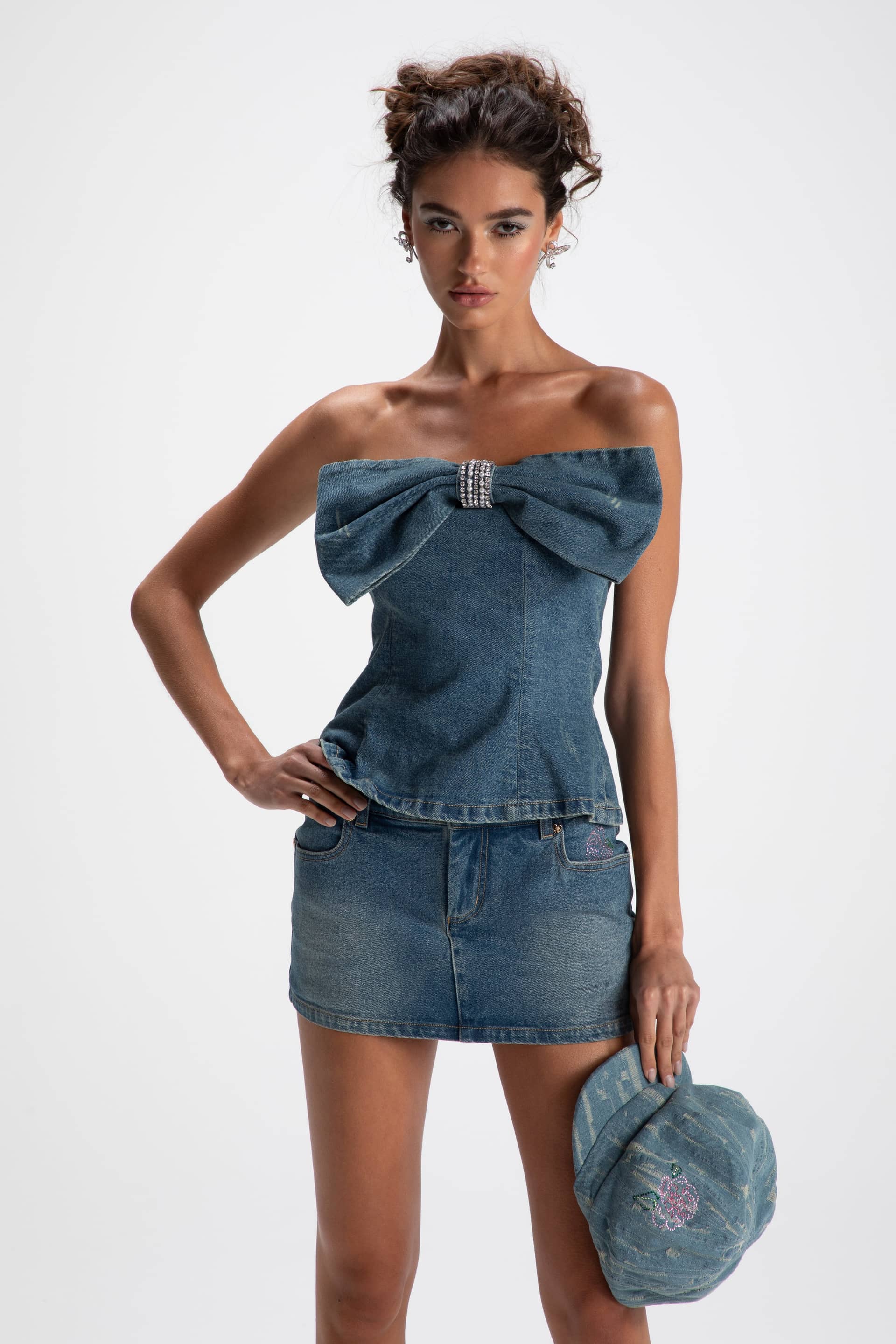 Kate Denim Tube Top in Blue made by Nana Jacqueline