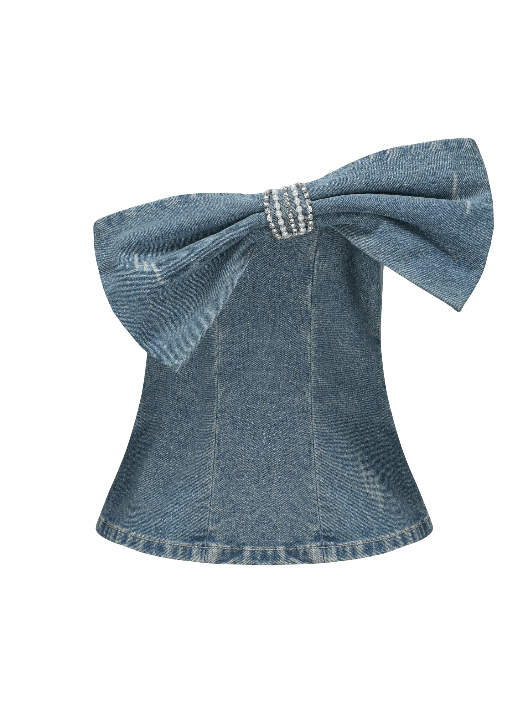 Kate Denim Tube Top in Blue made by Nana Jacqueline