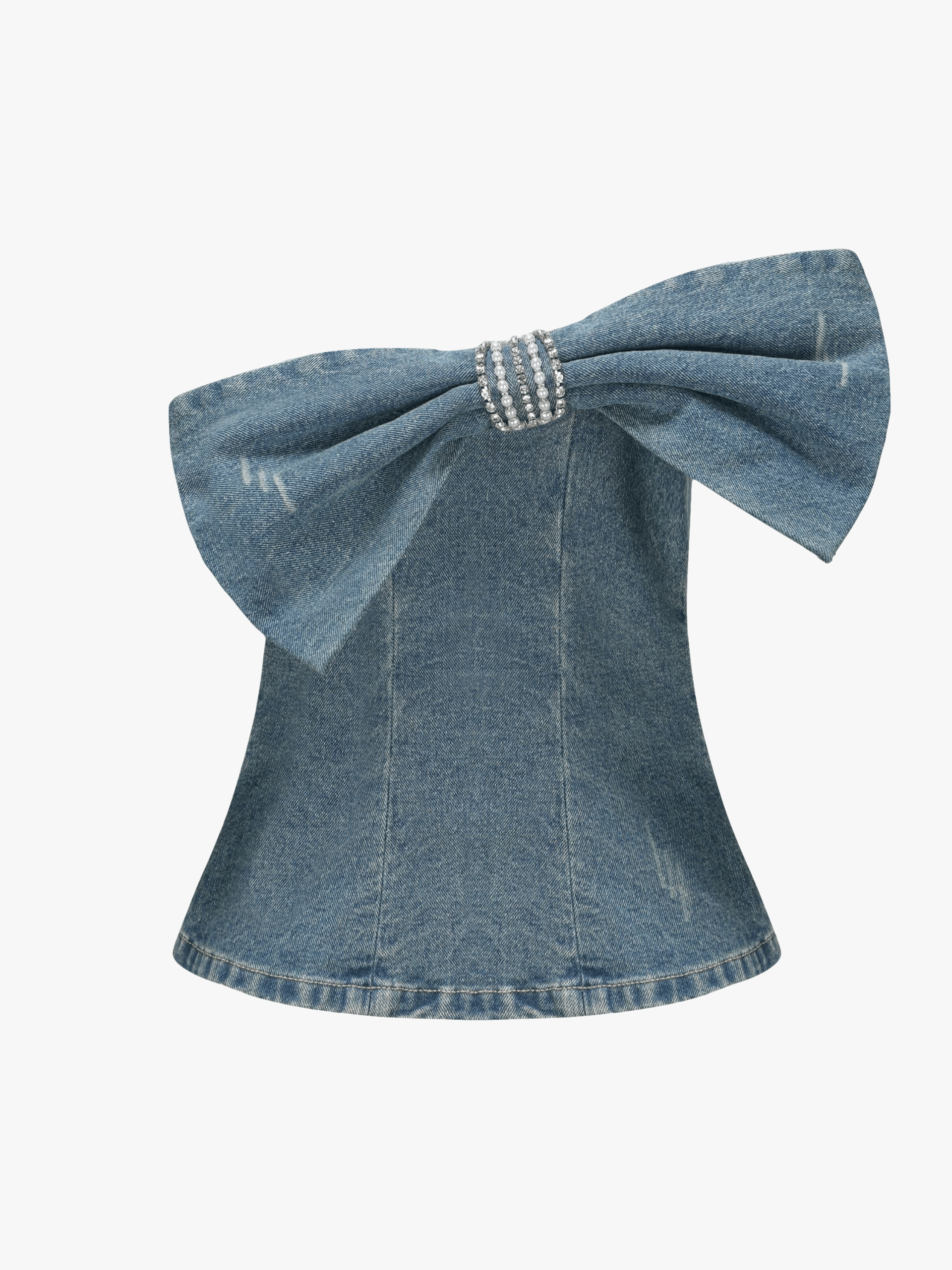 Kate Denim Tube Top in Blue made by Nana Jacqueline