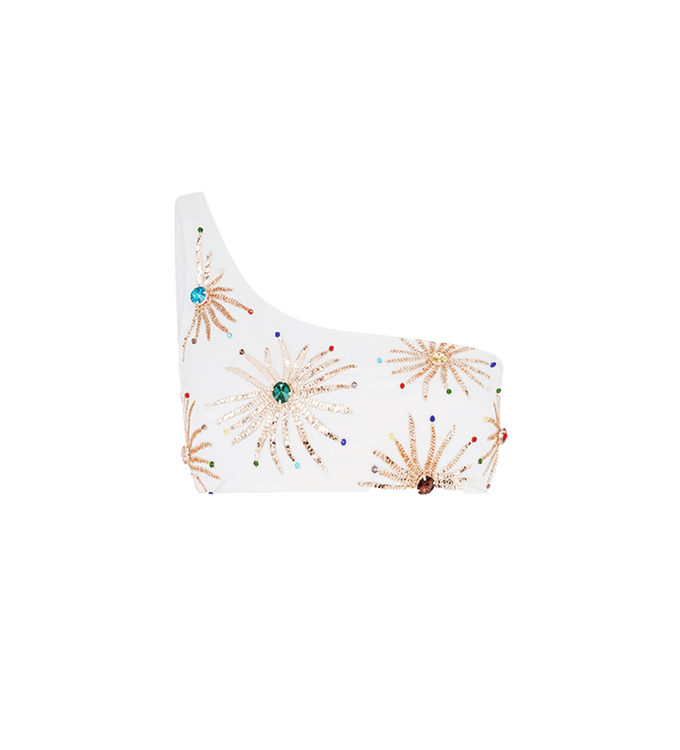 Callie Co-ord One Shoulder White Top in White made by Oceanus Swimwear