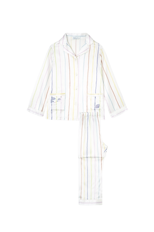 Ocean Stripe Kid's Silk Pajama Set made by MANITO