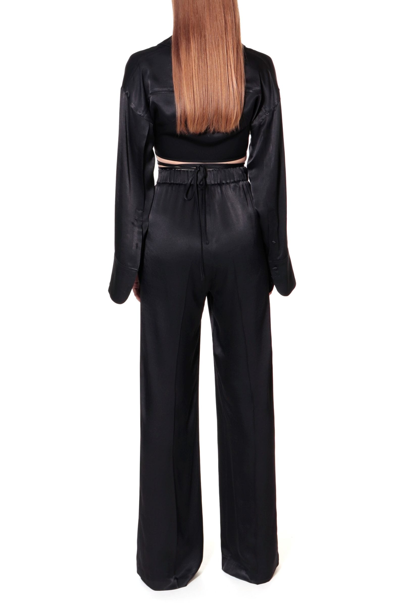 Blouse Lauren Glossy Black in Black made by HALEWSKI