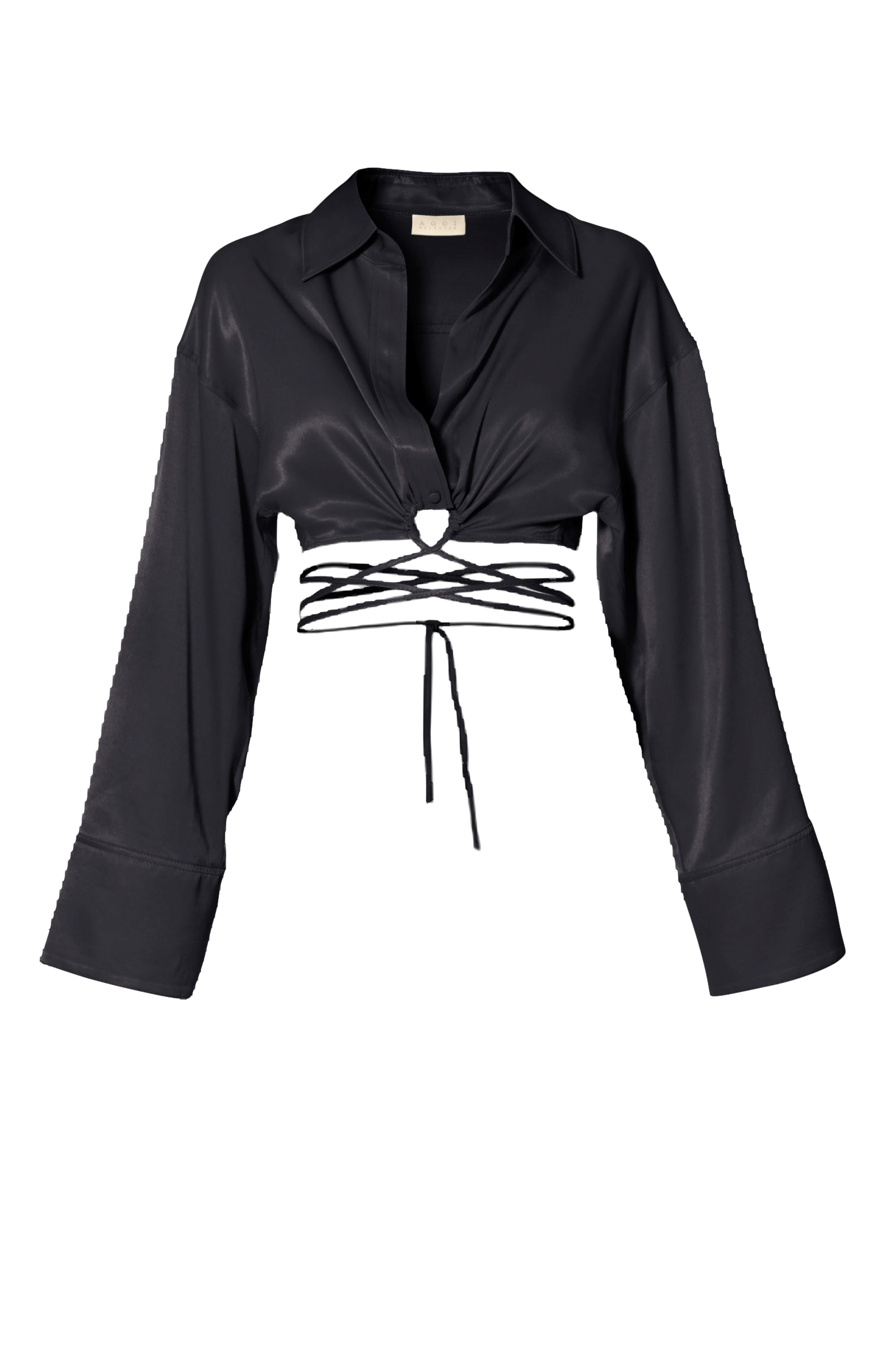 Blouse Lauren Glossy Black in Black made by HALEWSKI